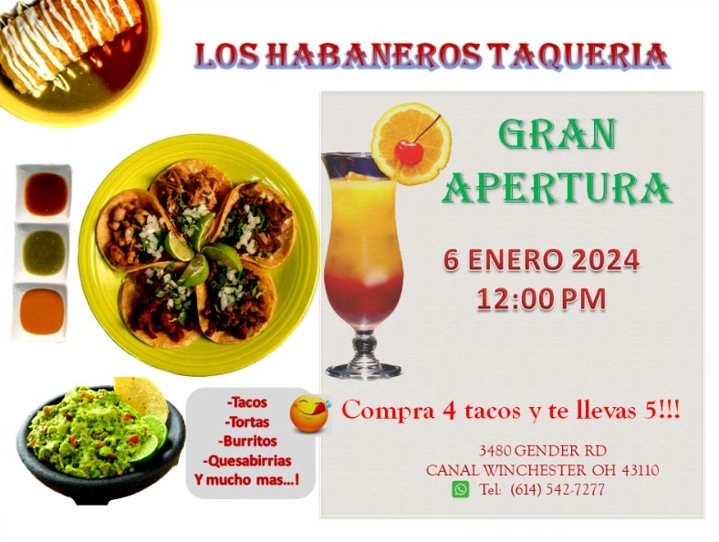 Los Habaneros Taqueria Menu