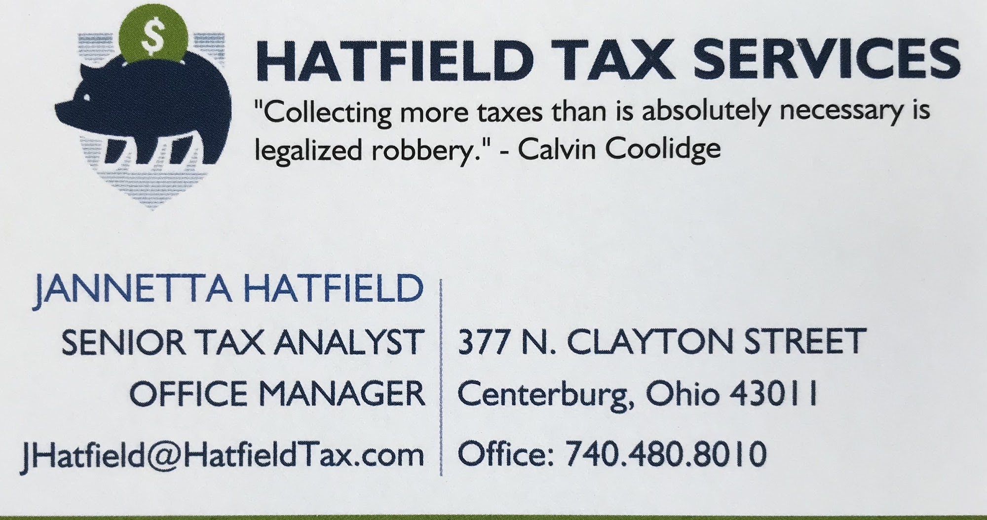 Hatfield Tax Services 377 N Clayton St, Centerburg Ohio 43011