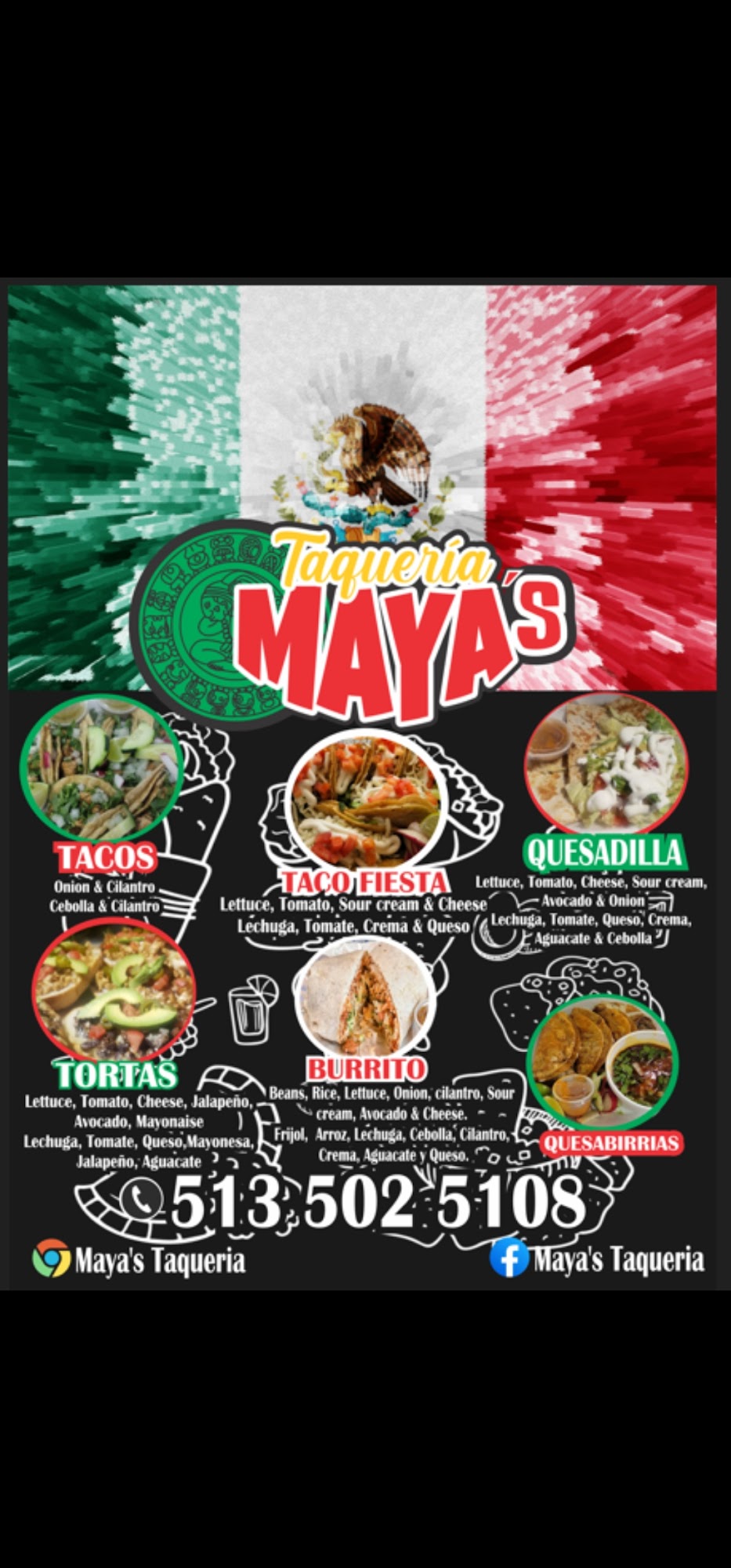 Maya's Taqueria Menu