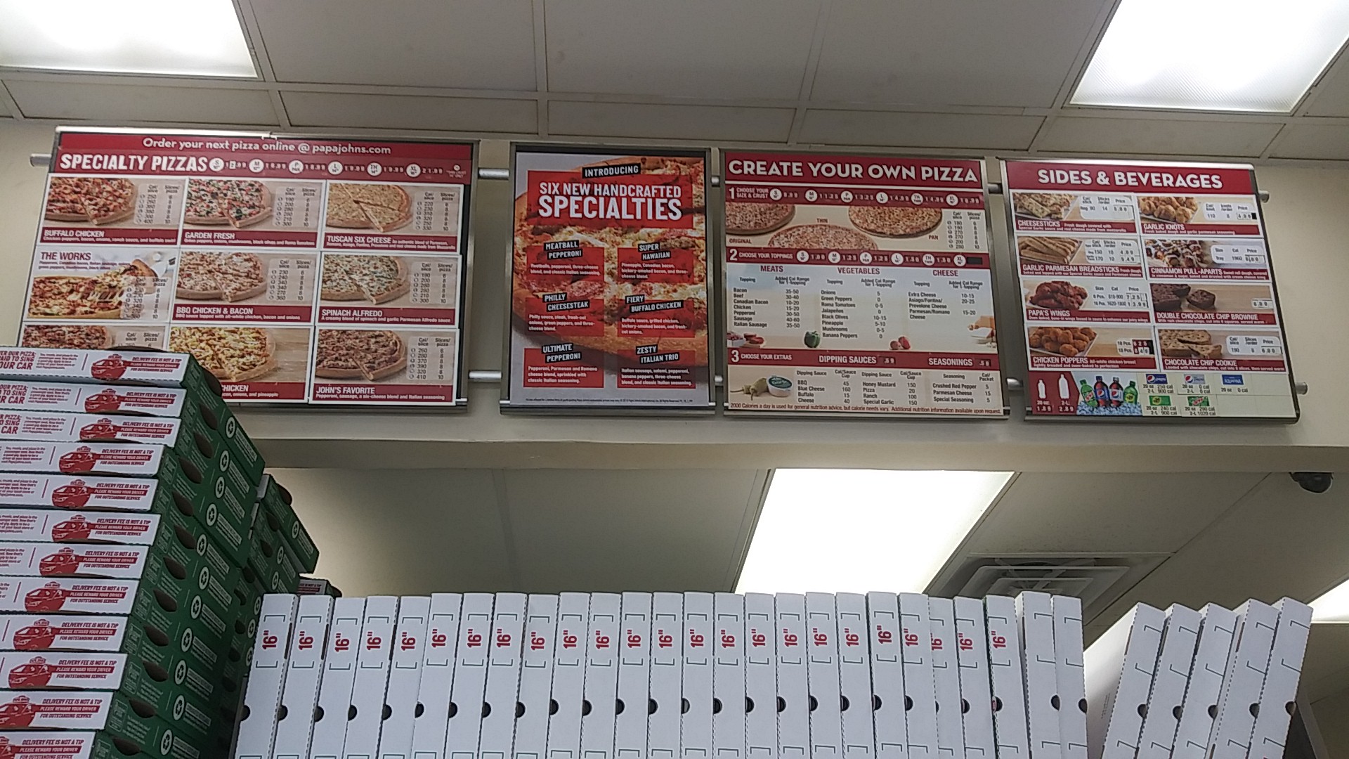 Papa Johns Pizza Menu