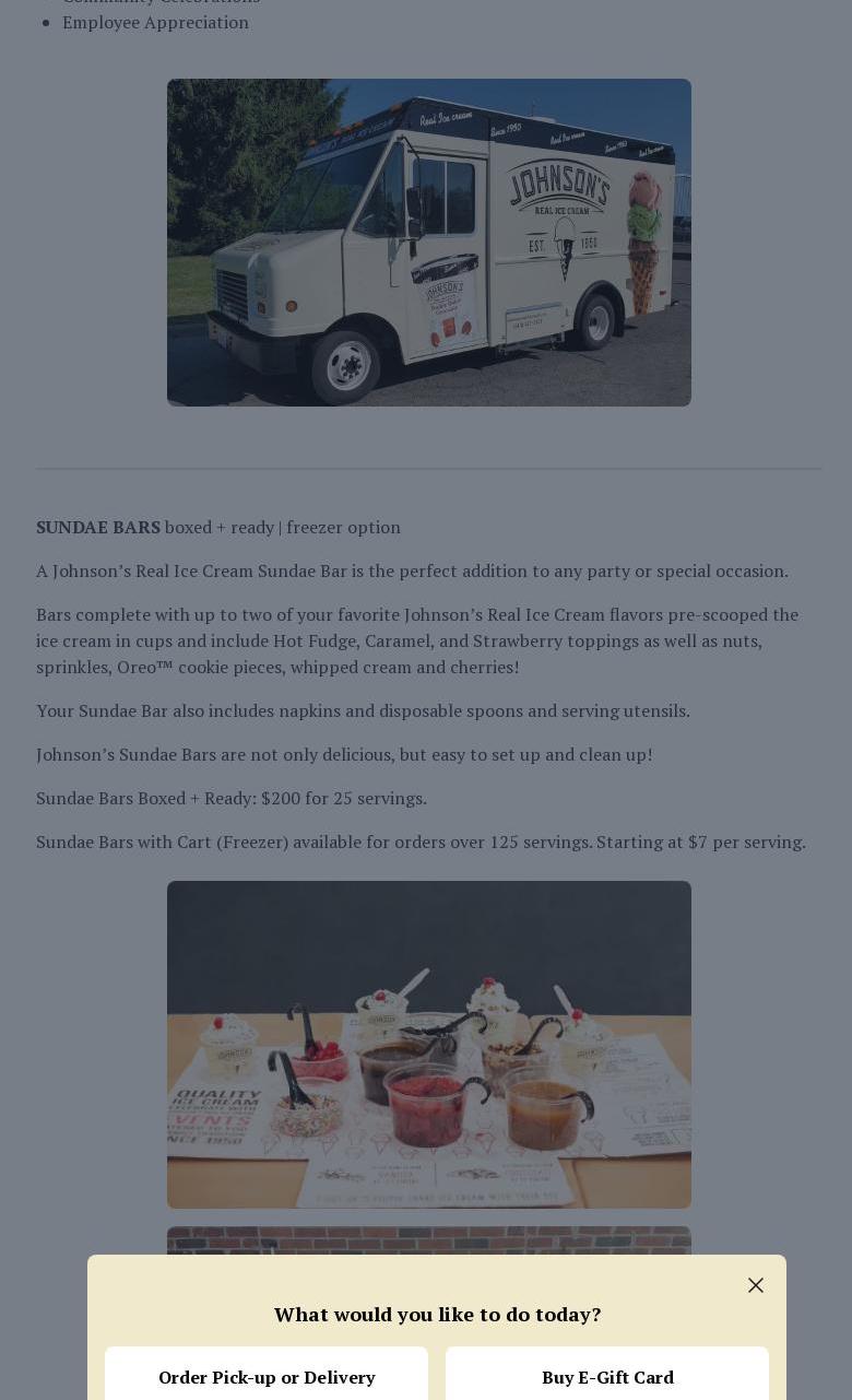 Johnson’s Real Ice Cream Menu