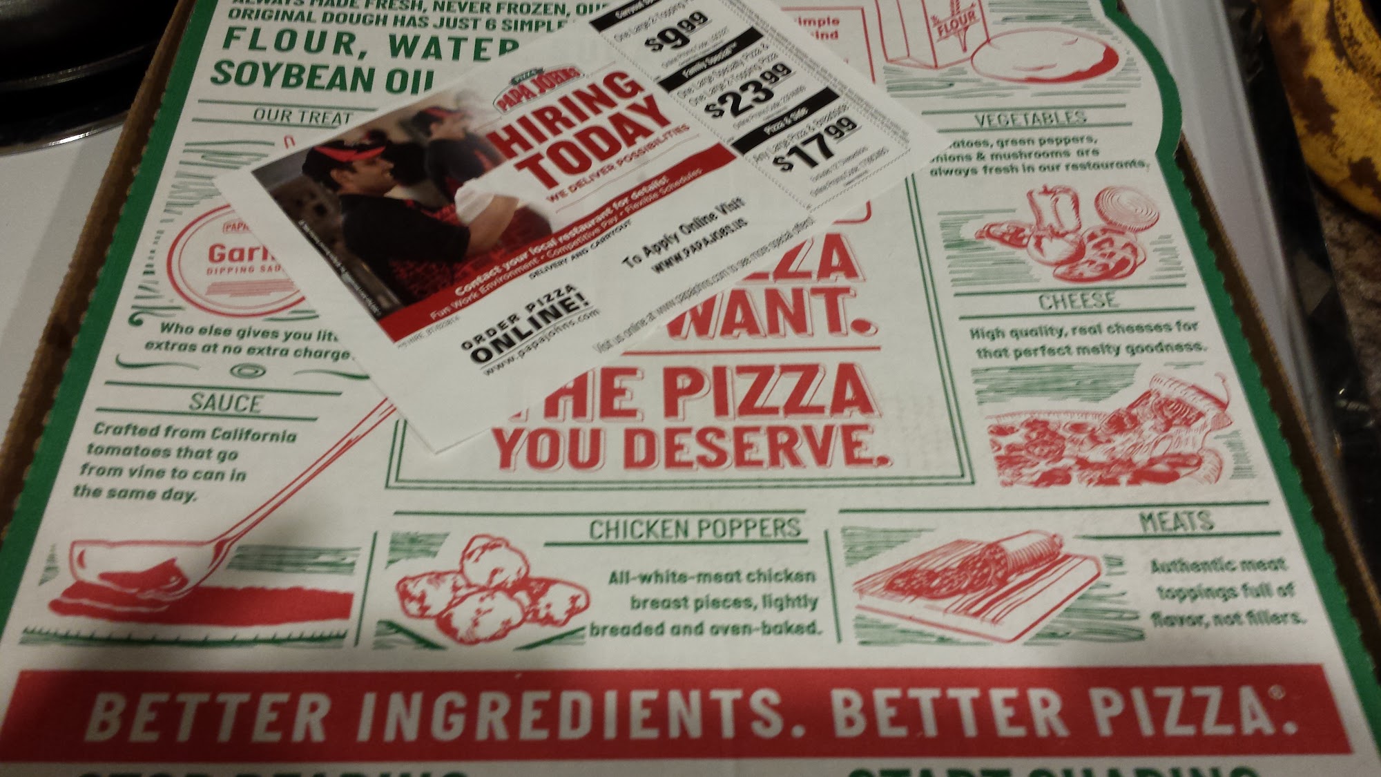 Papa Johns Pizza Menu