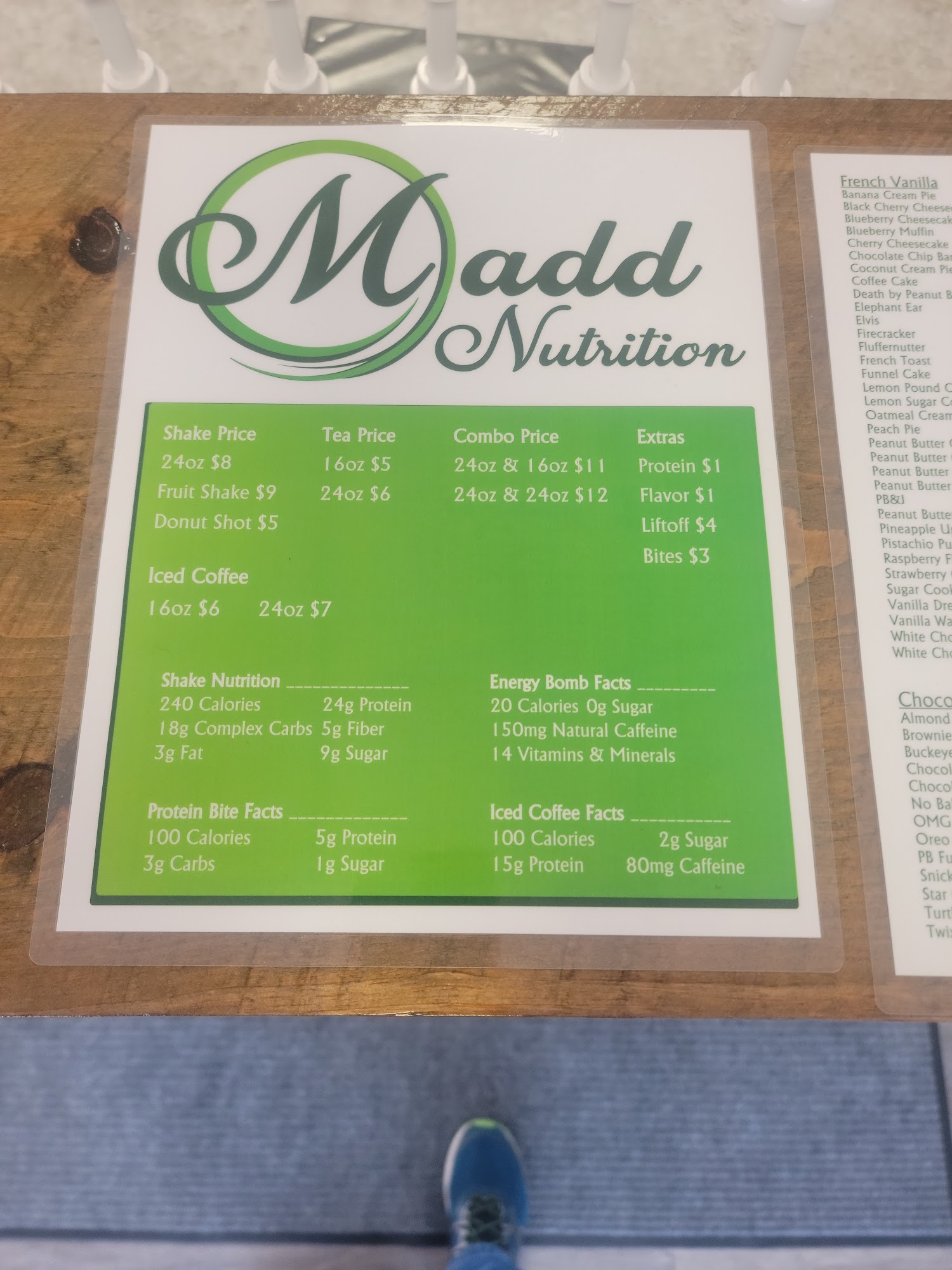 Madd Nutrition Menu
