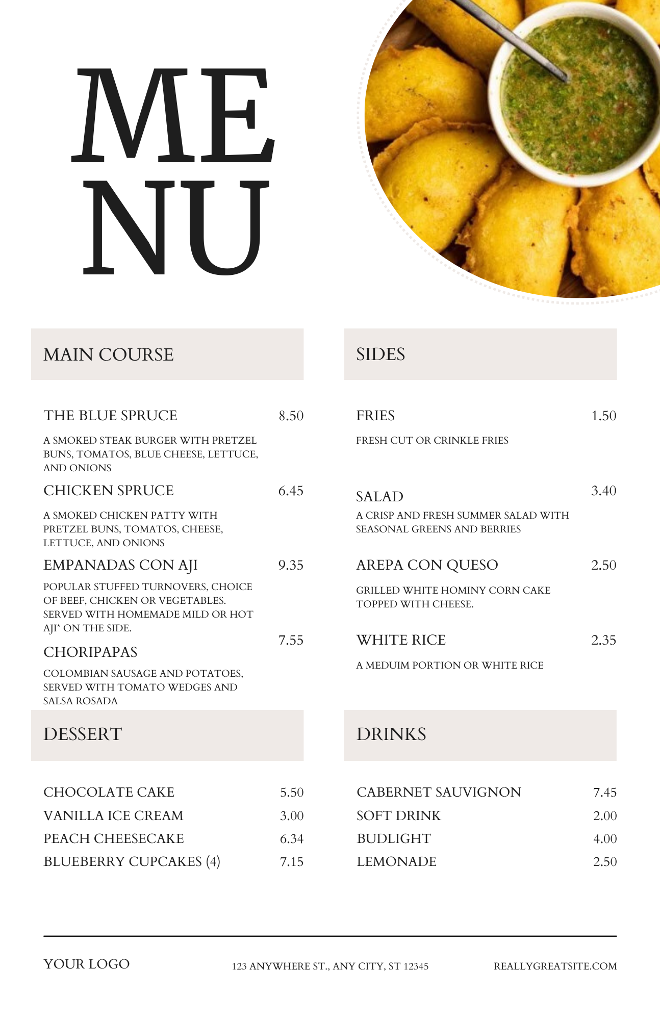 The Spruce Colombian Bar and Grill Menu