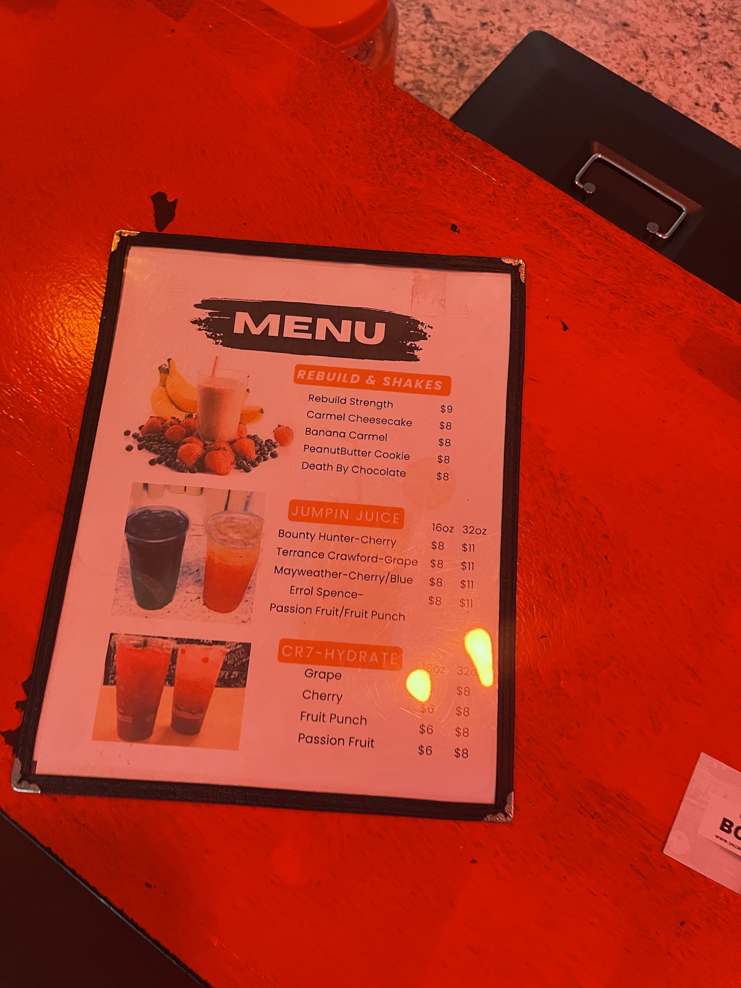 Power Up Nutrition (Inside Oklahoma Boxing Gym) Menu
