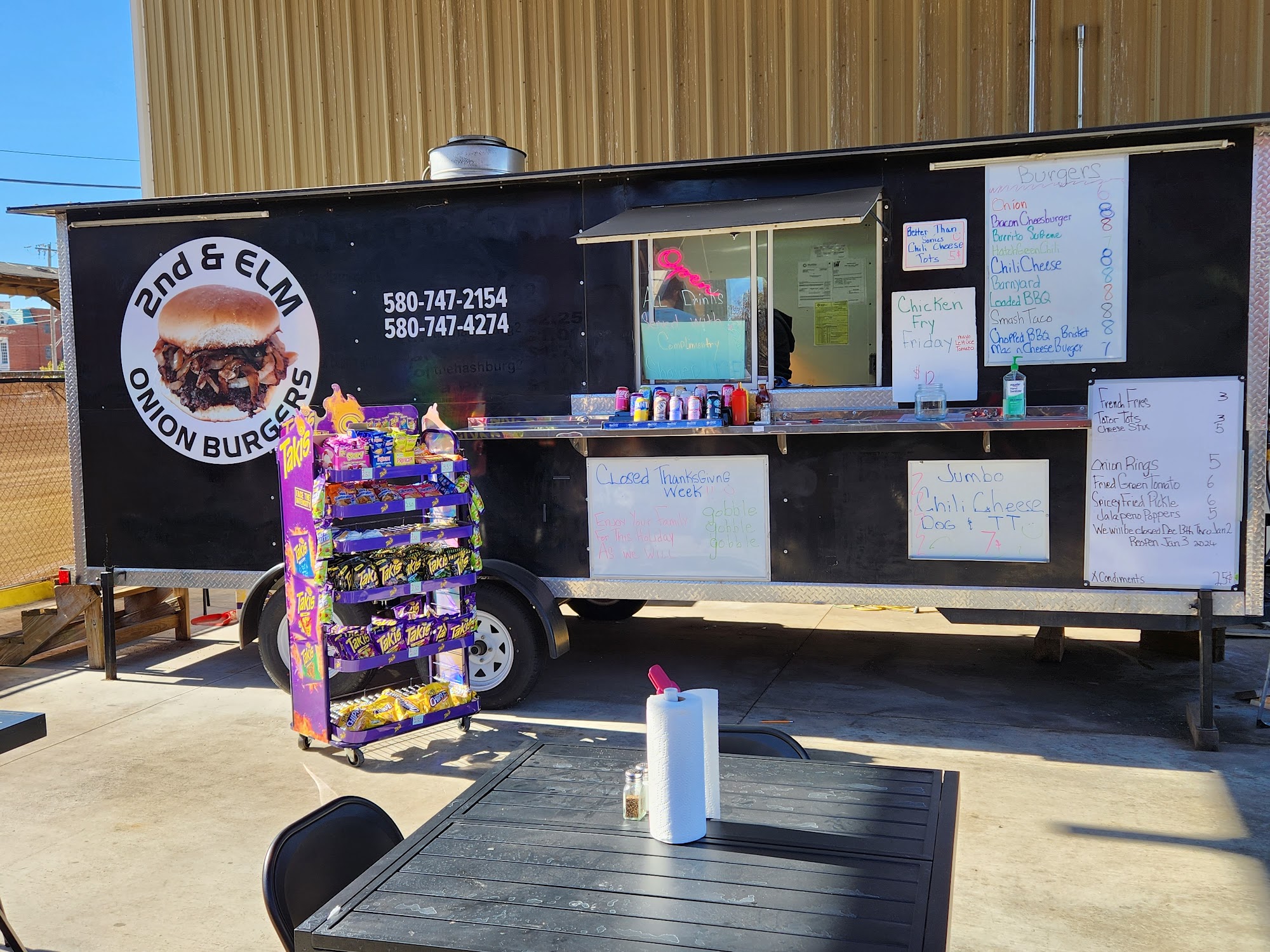 2nd & Elm Onion Burgers Menu