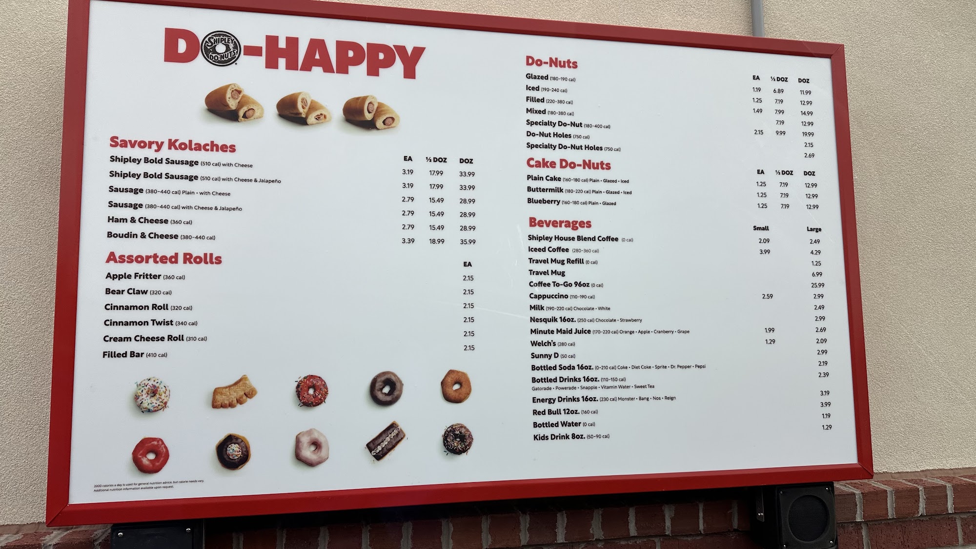 Shipley Do-Nuts Menu