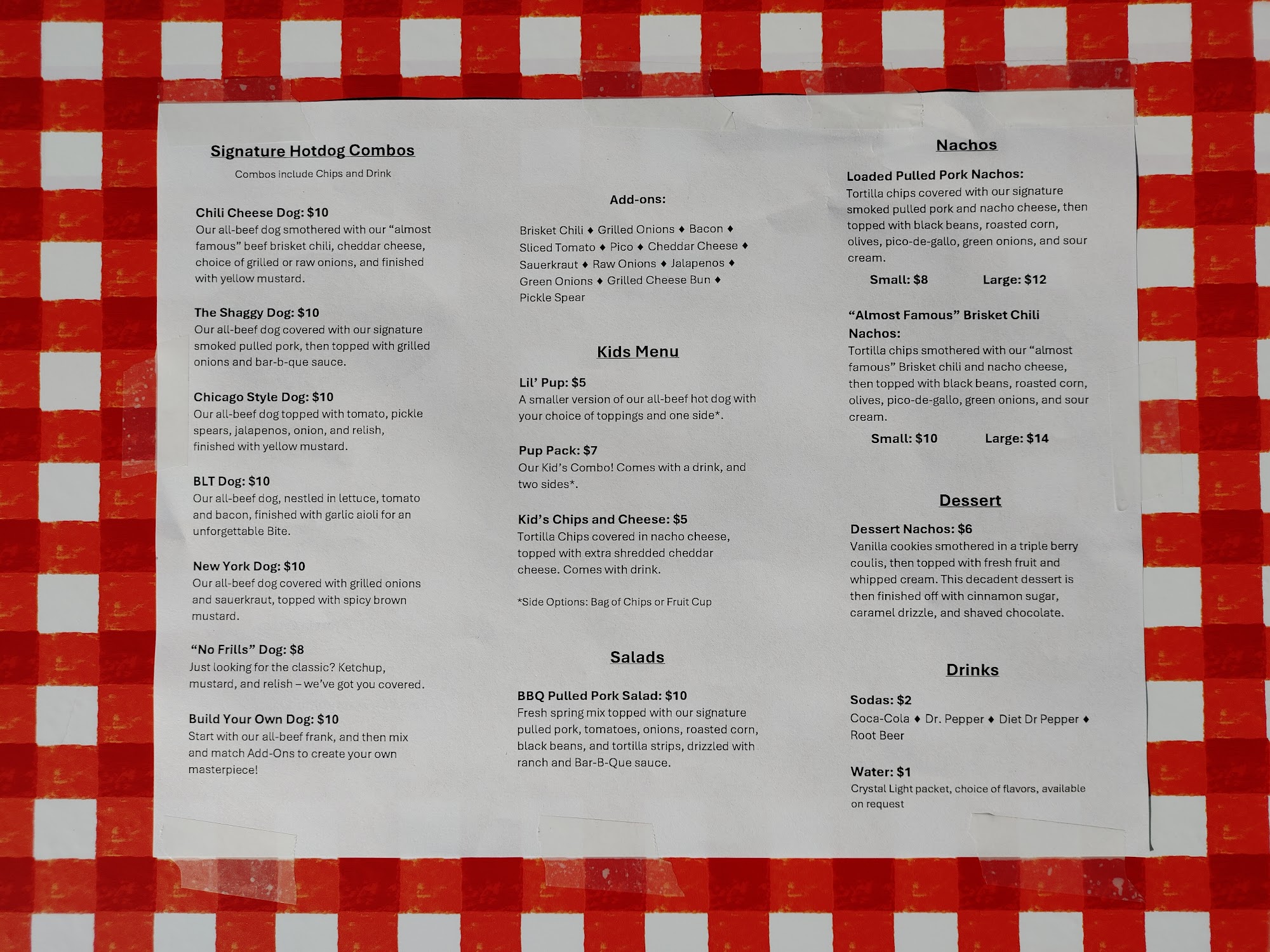 Ditto Dogs Menu