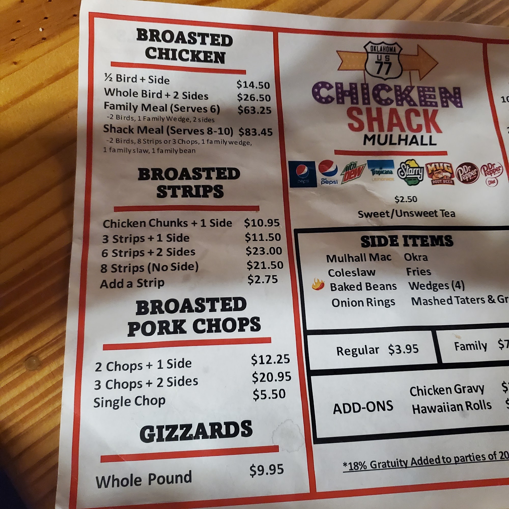 Chicken Shack - Mulhall Menu