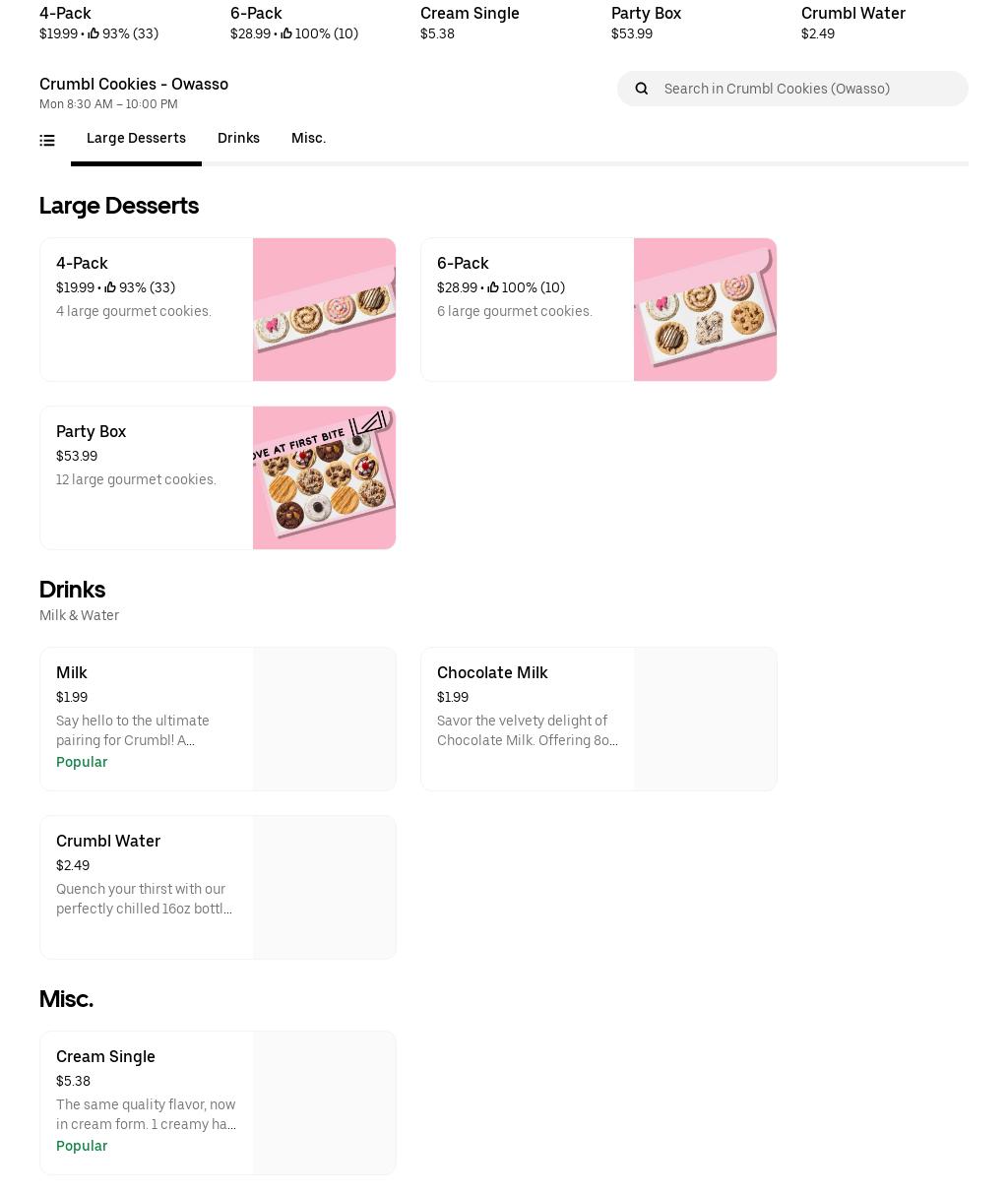 Crumbl - Owasso Menu