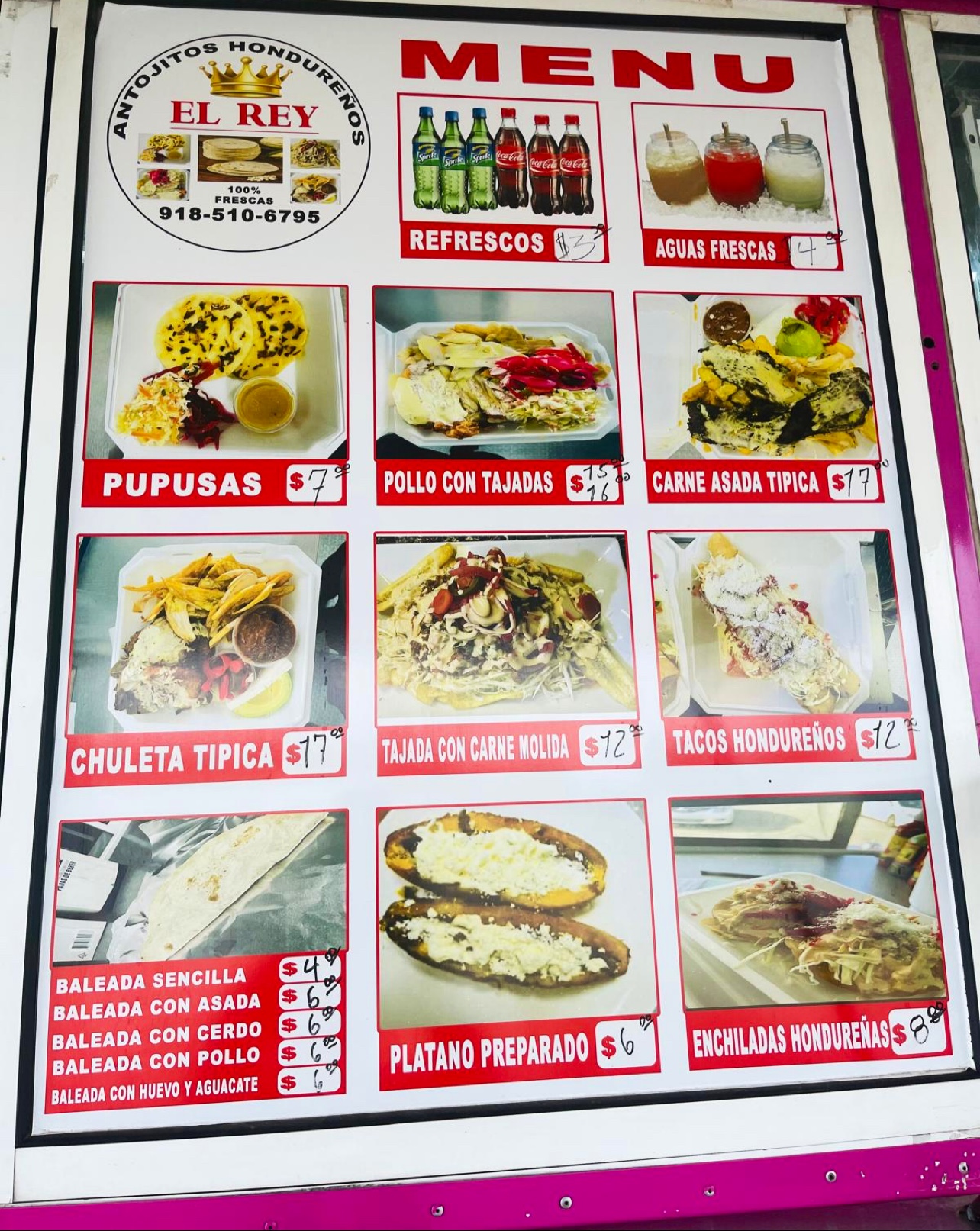 Antojitos Hondureños el Rey Menu
