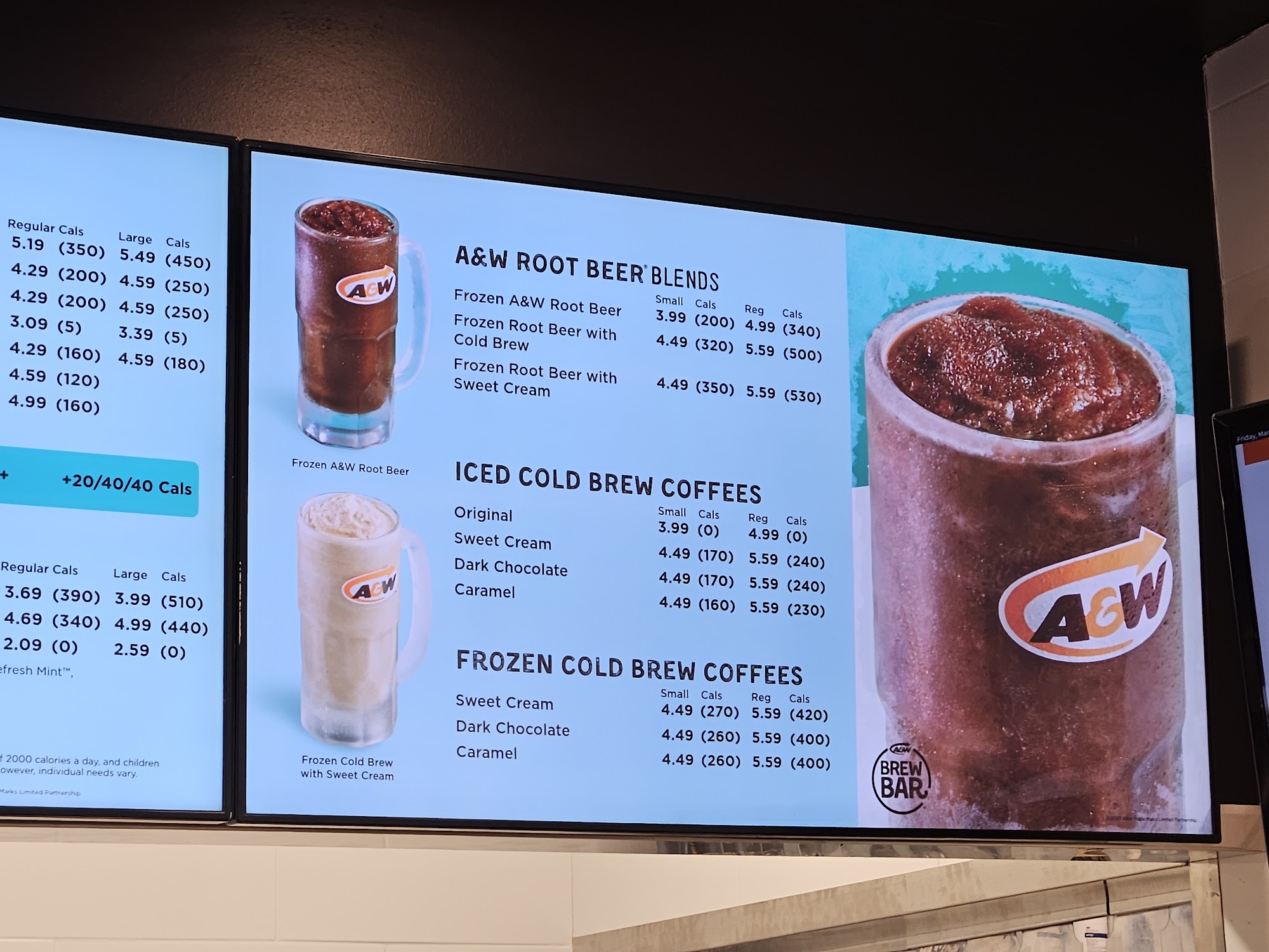 A&W Canada Menu