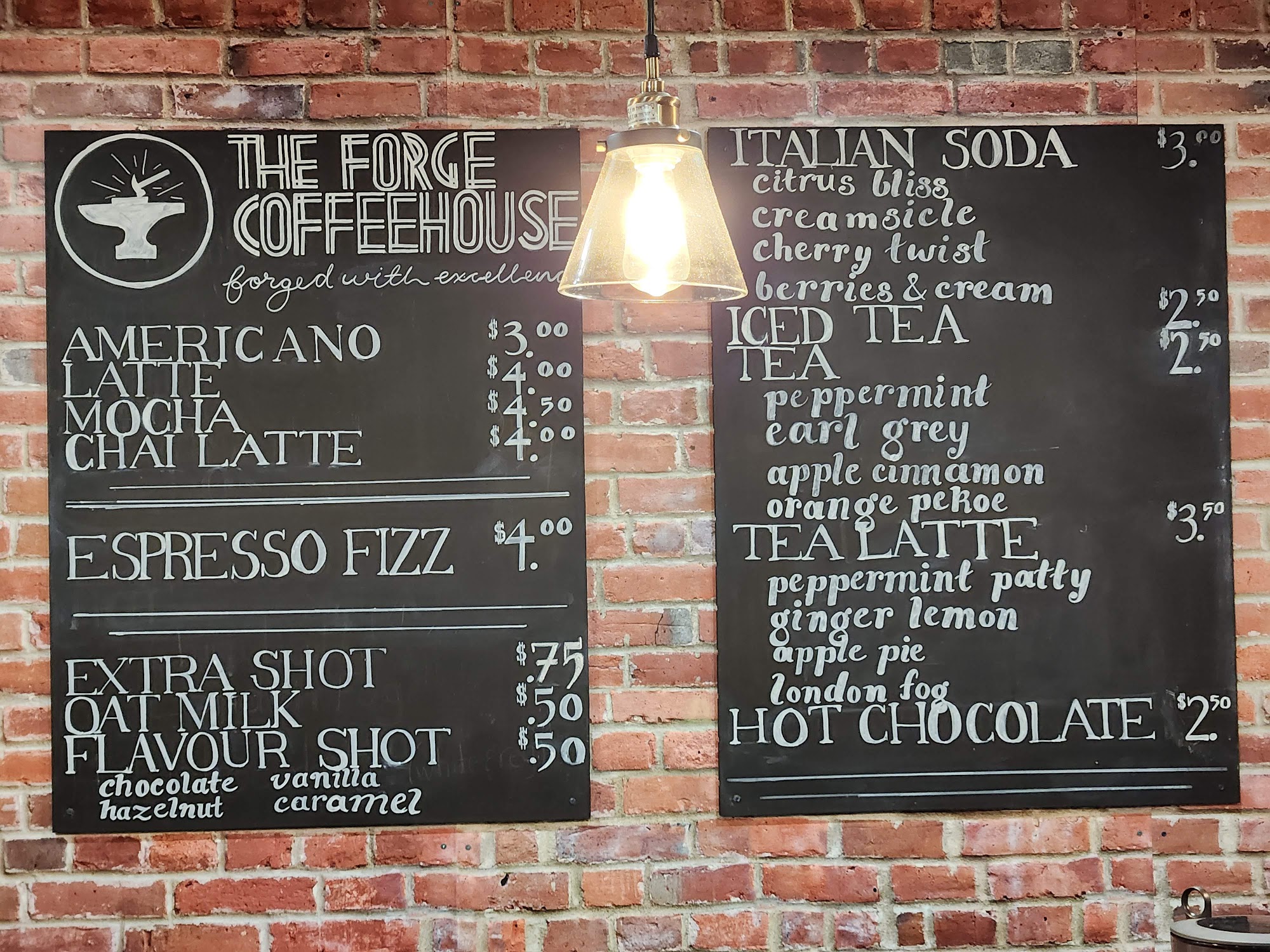 The Forge Coffeehouse and Training Centre Menu