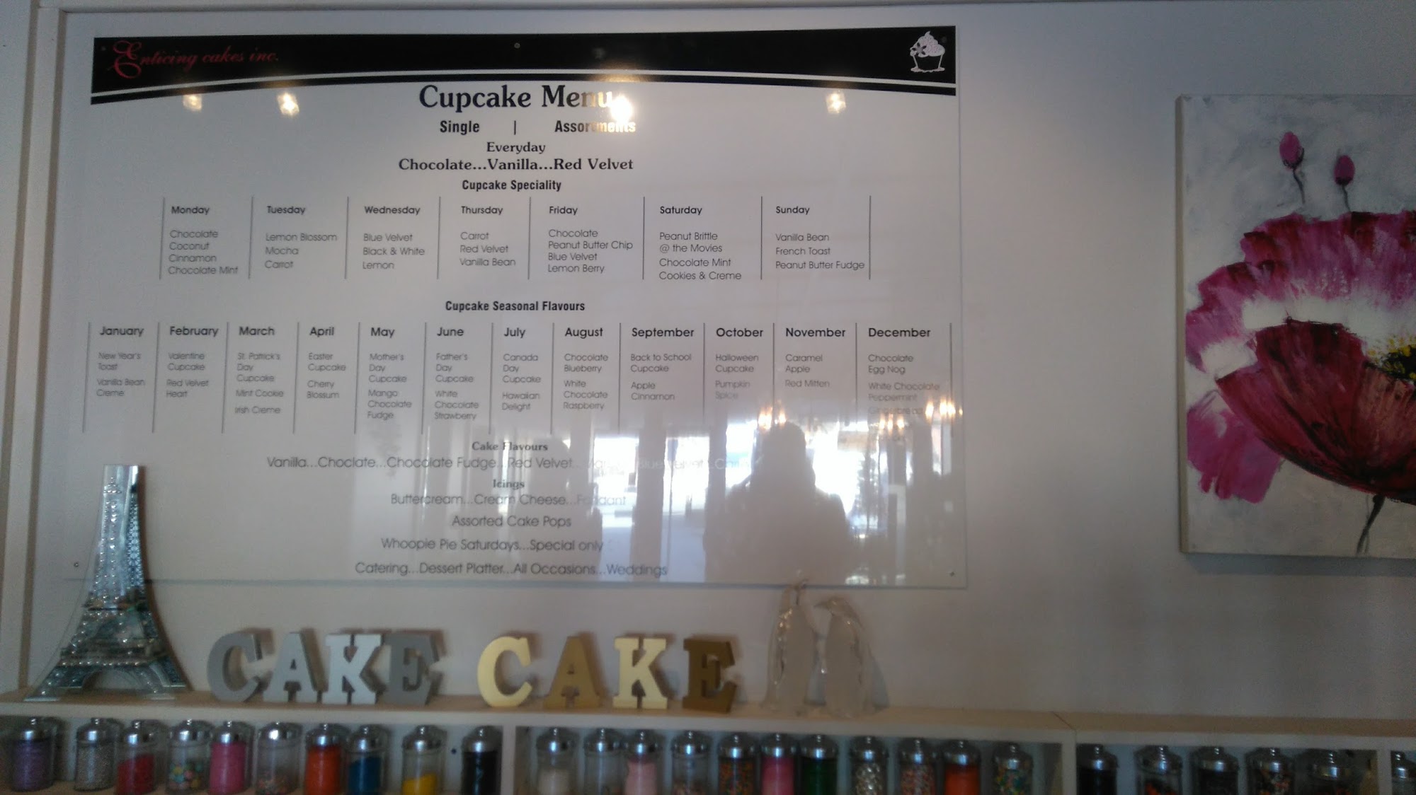 Enticing Cakes Inc. Menu