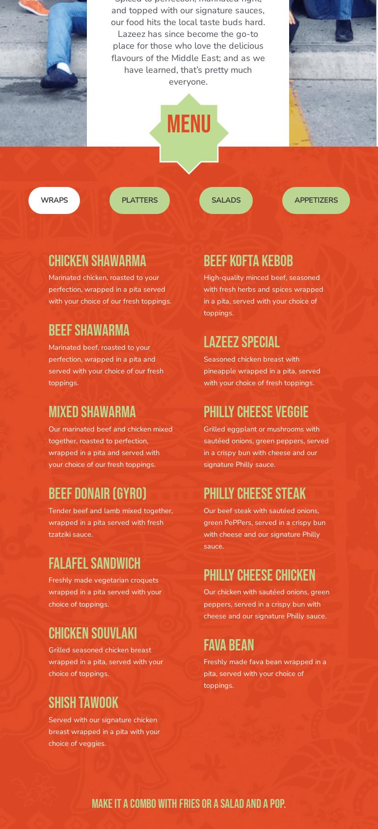 Lazeez Shawarma Menu