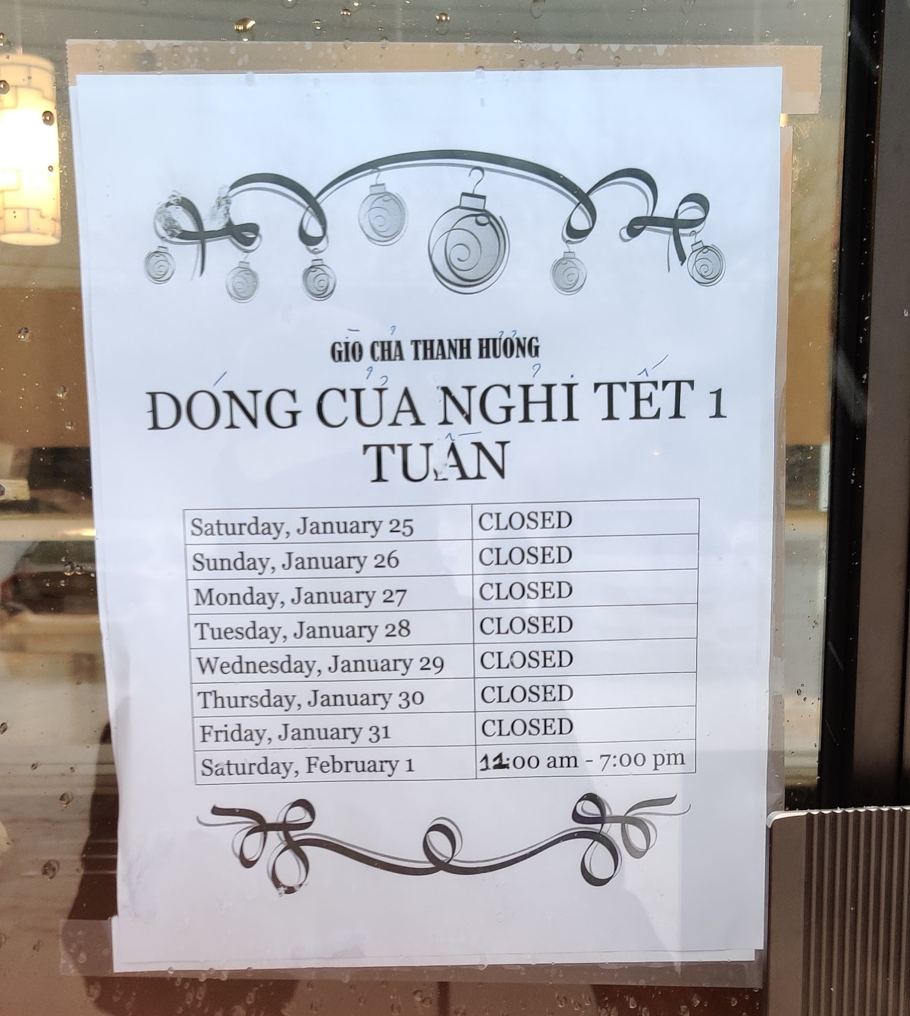 Gio Cha Thanh Huong Menu