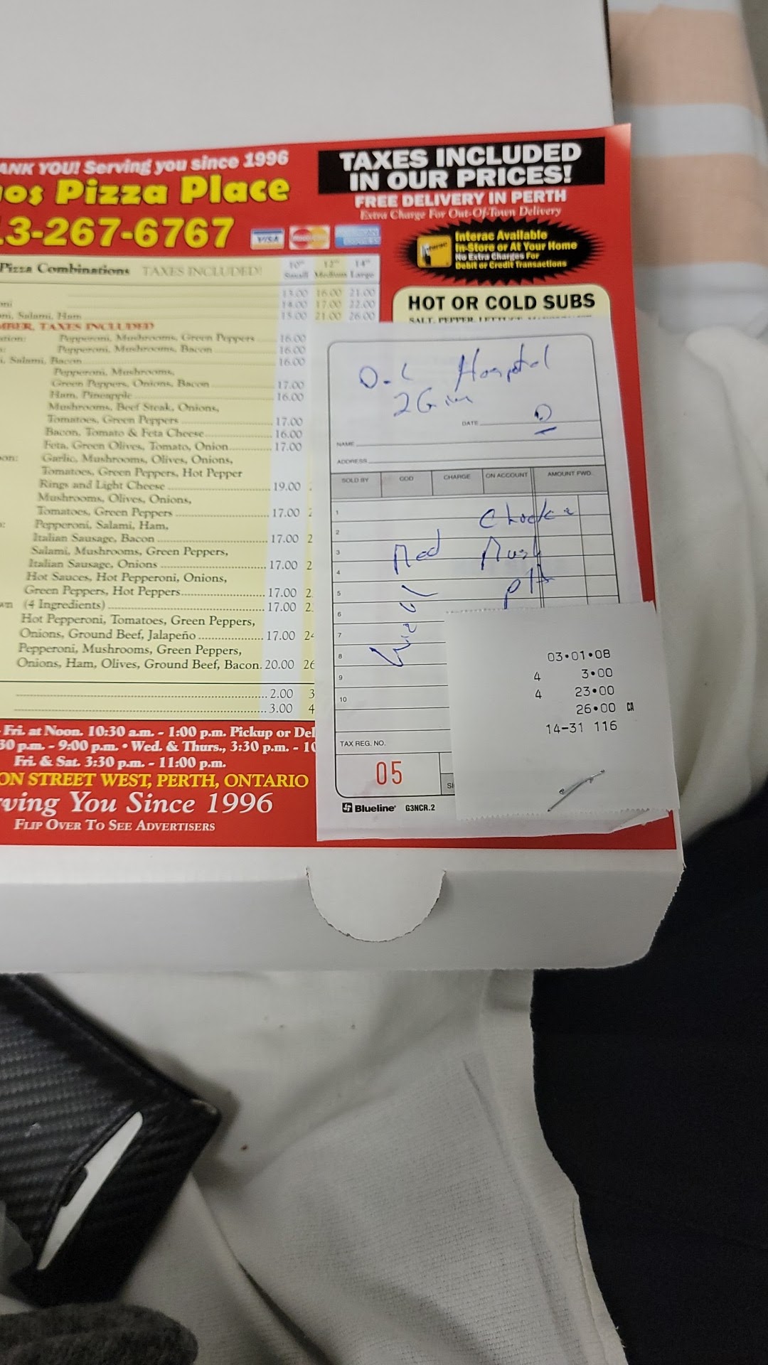 Pizza Place Thomasino's Menu