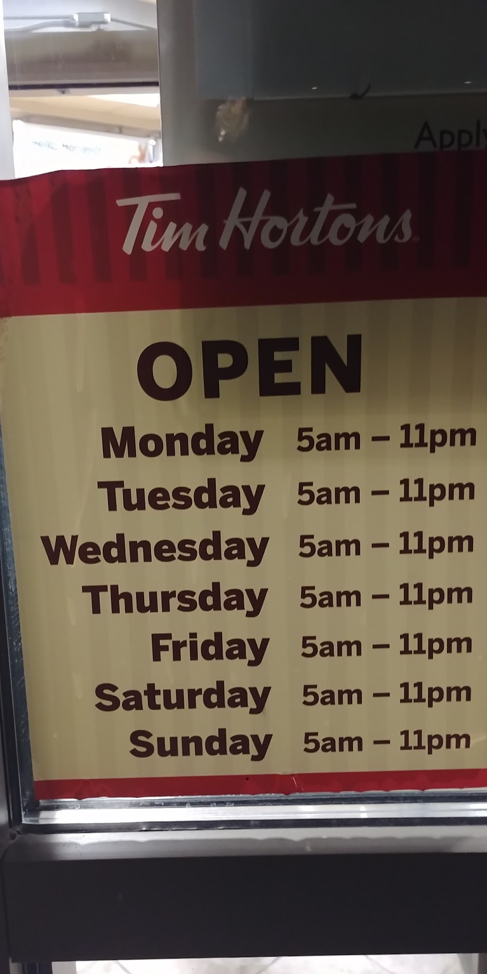 Tim Hortons Menu