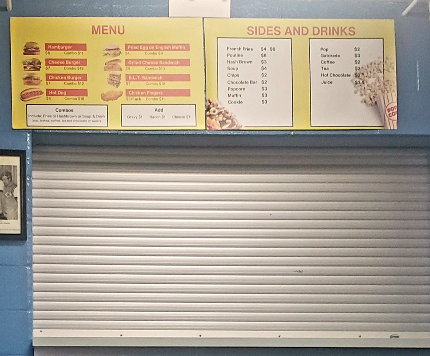 Arena Concessions Stand Menu