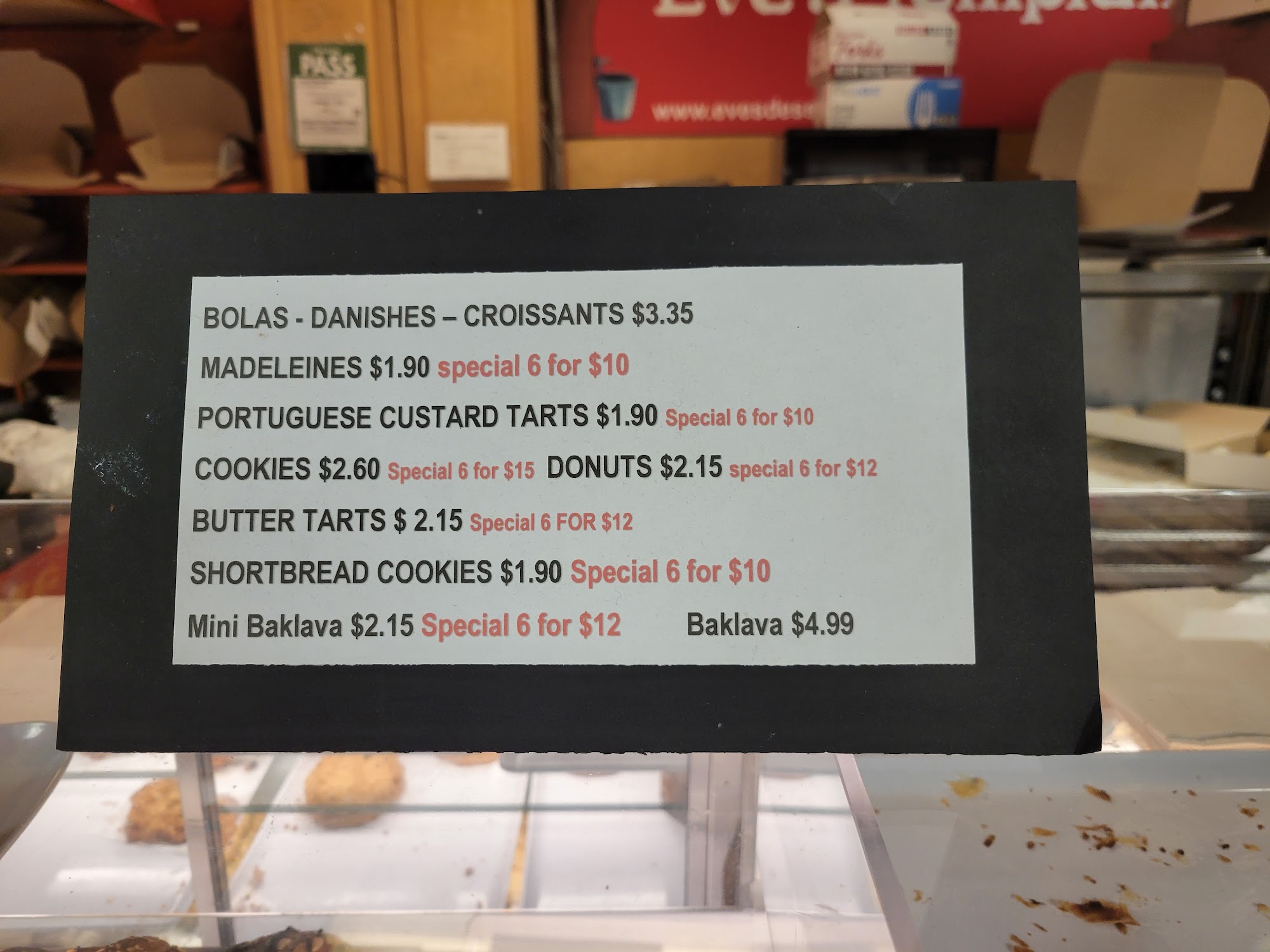 Eve's Temptations Menu