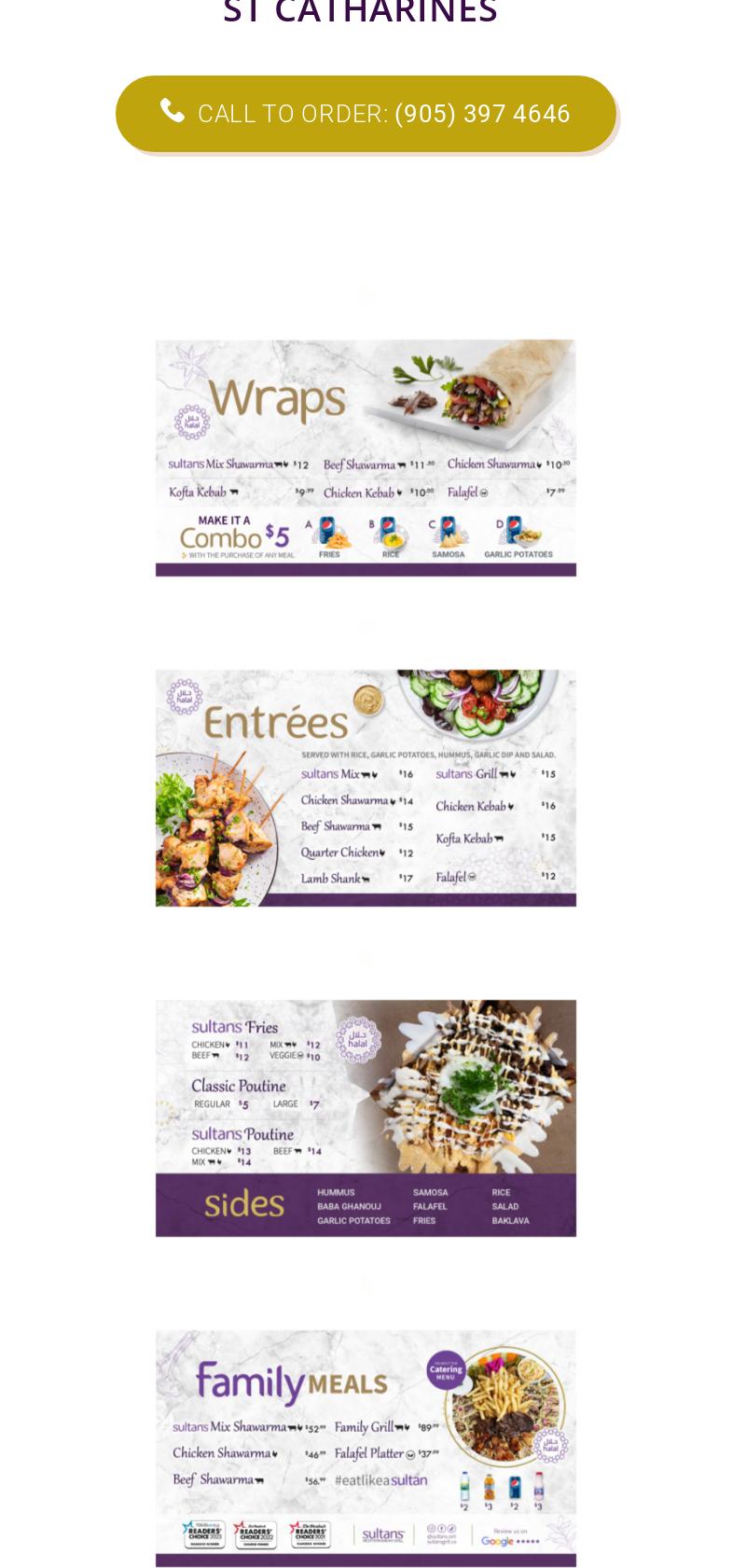 Sultan's Mediterranean Grill - Simcoe Place Menu