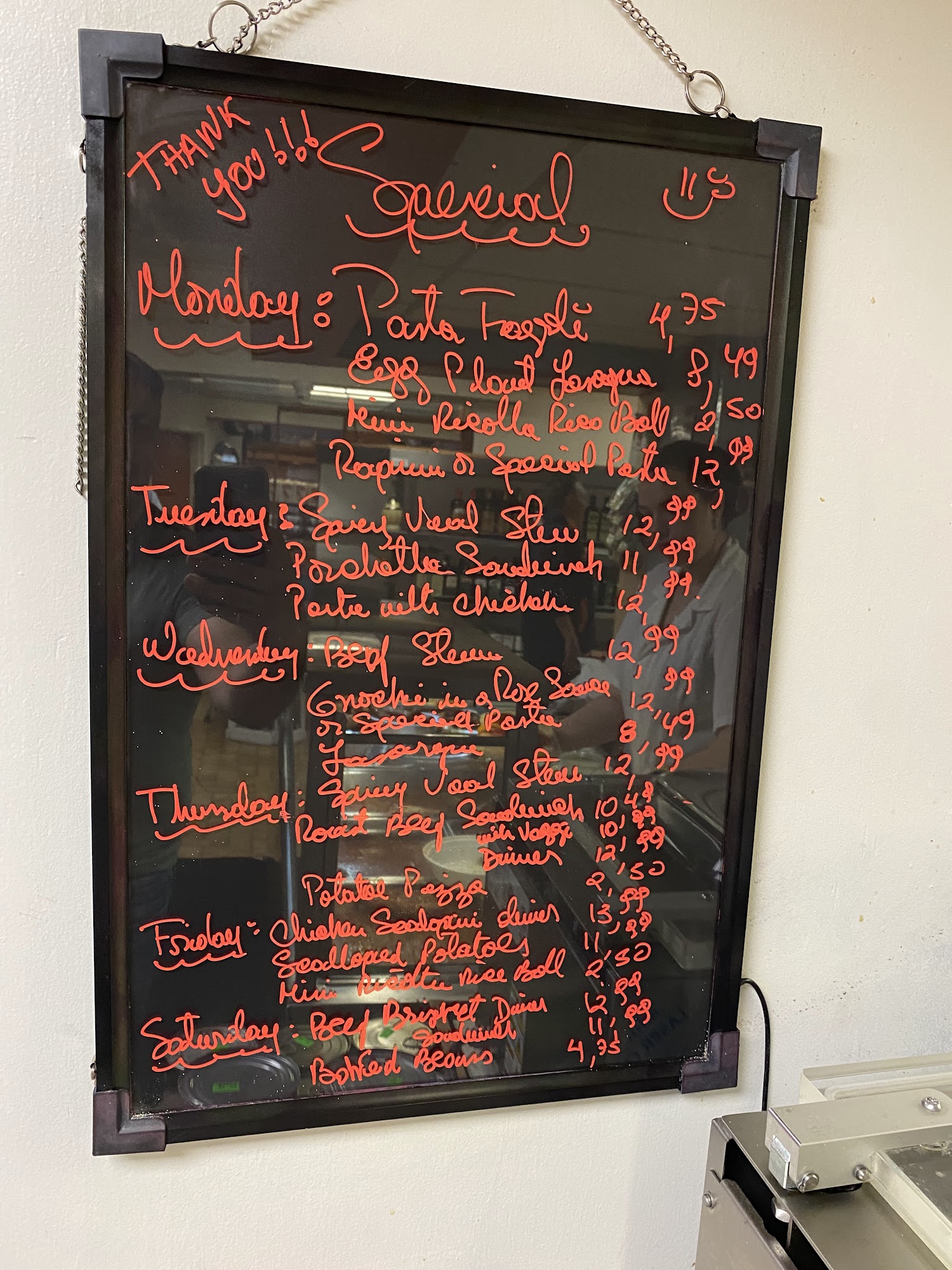 Messina Bakery Menu
