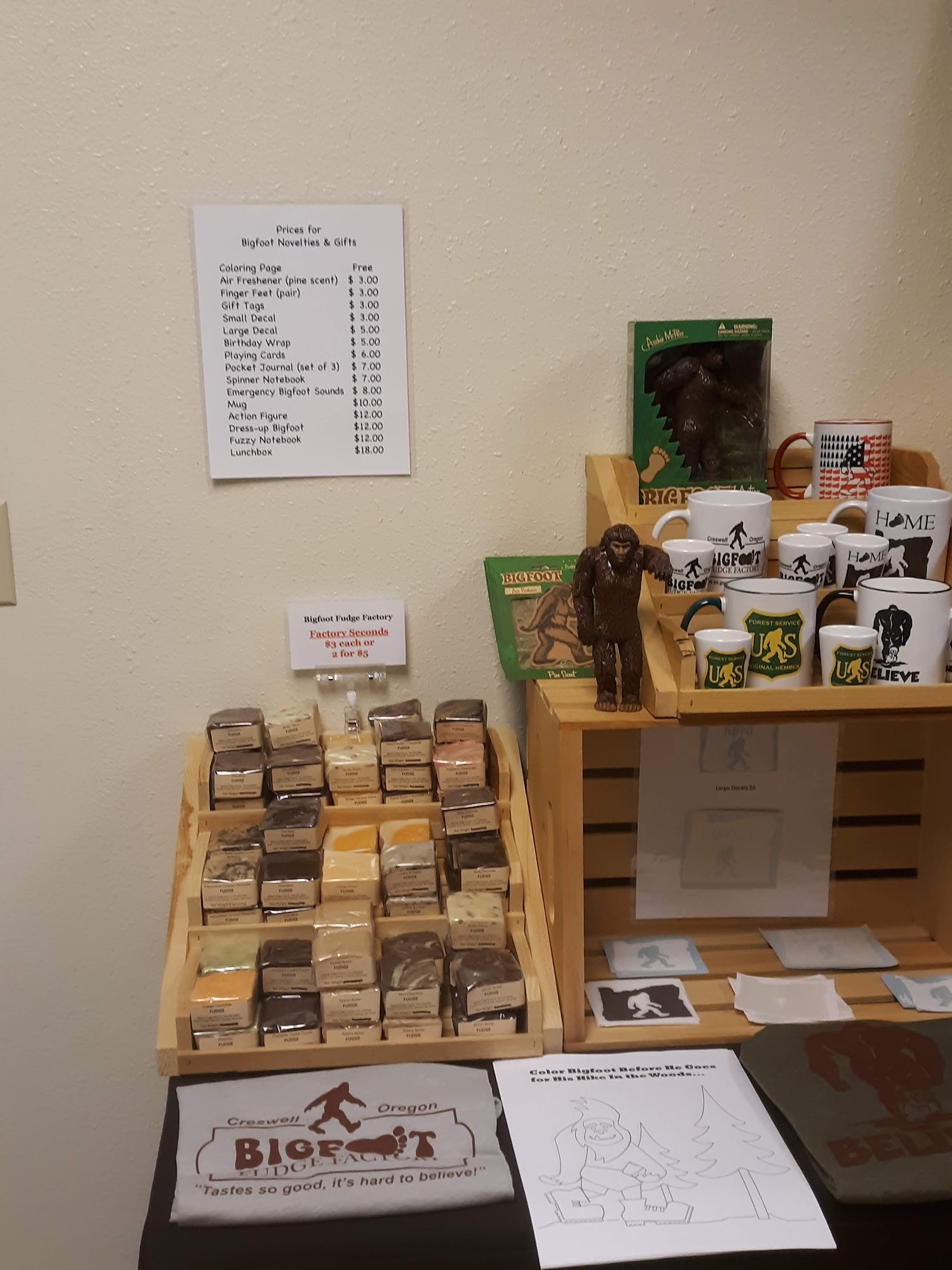 Bigfoot Fudge Factory Menu