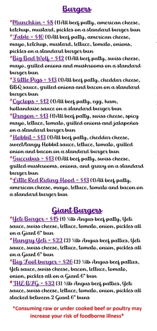 The Mystic Grill Menu