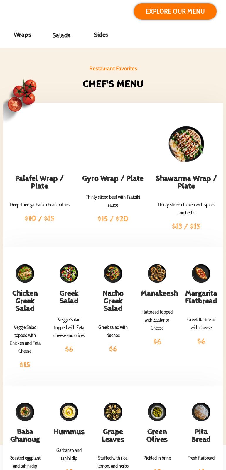 Antonella Mediterranean Cuisine Menu