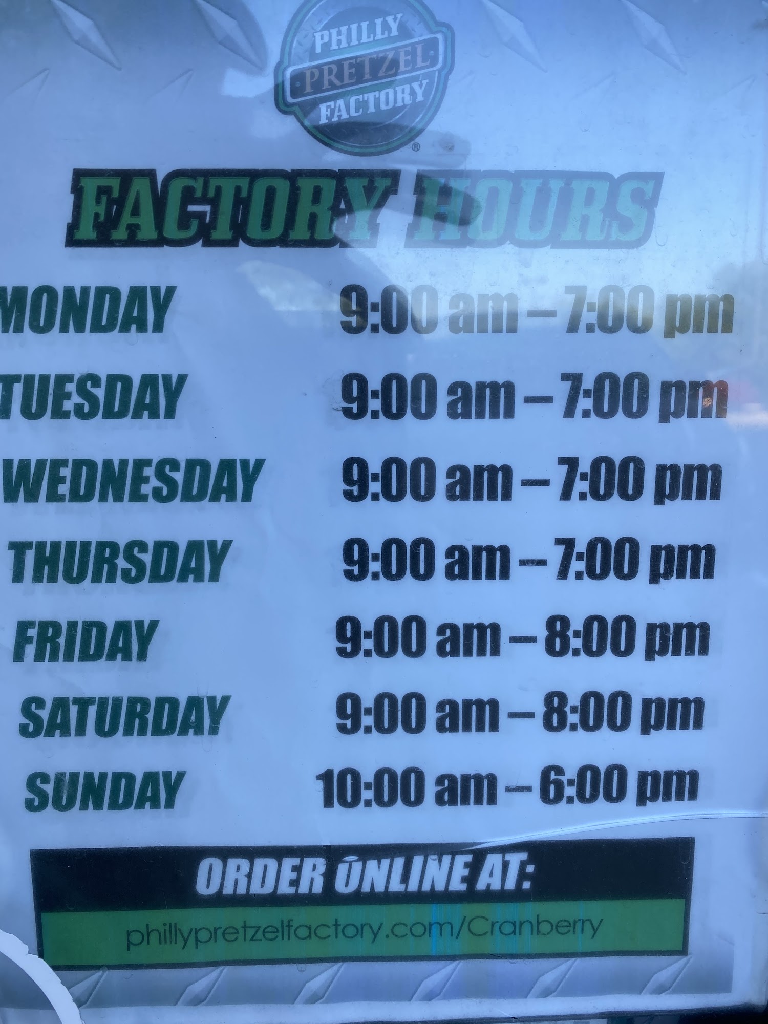 Philly Pretzel Factory Menu