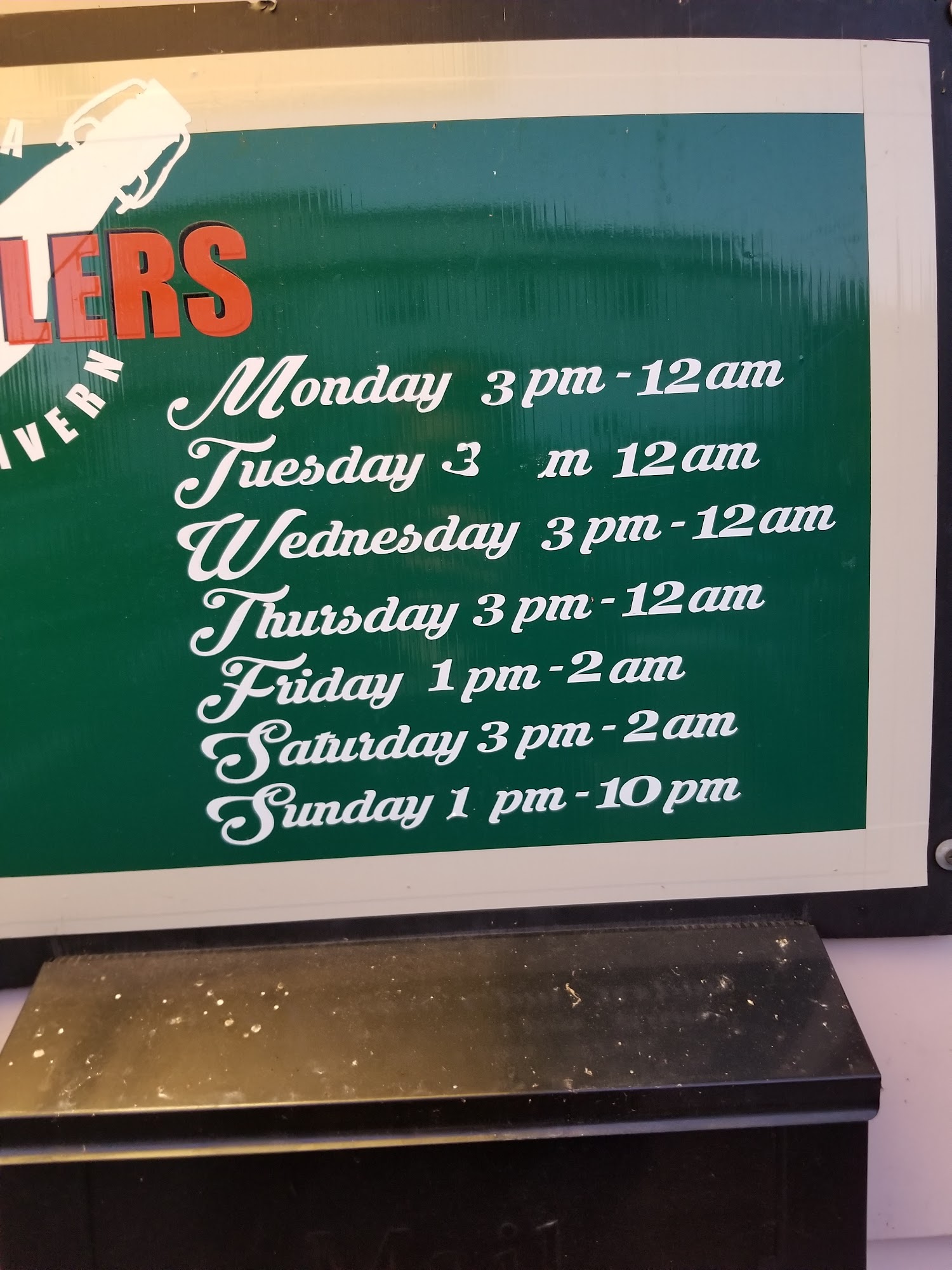 Bottler's Tavern Menu