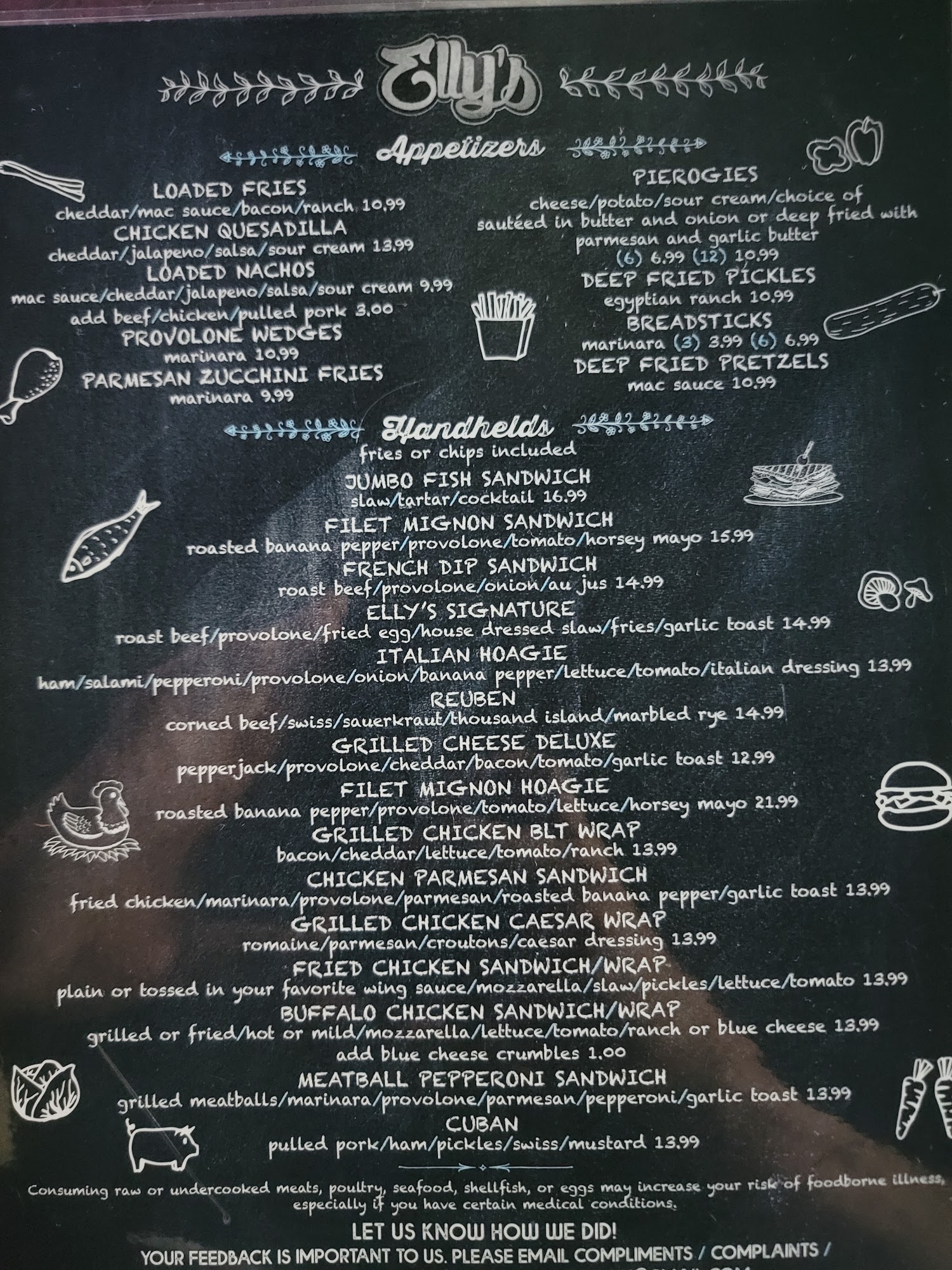 Elly’s at the Meadowlands Menu