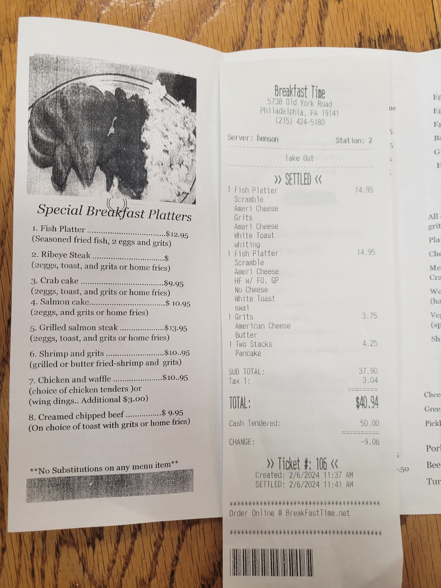 Breakfast Time Menu