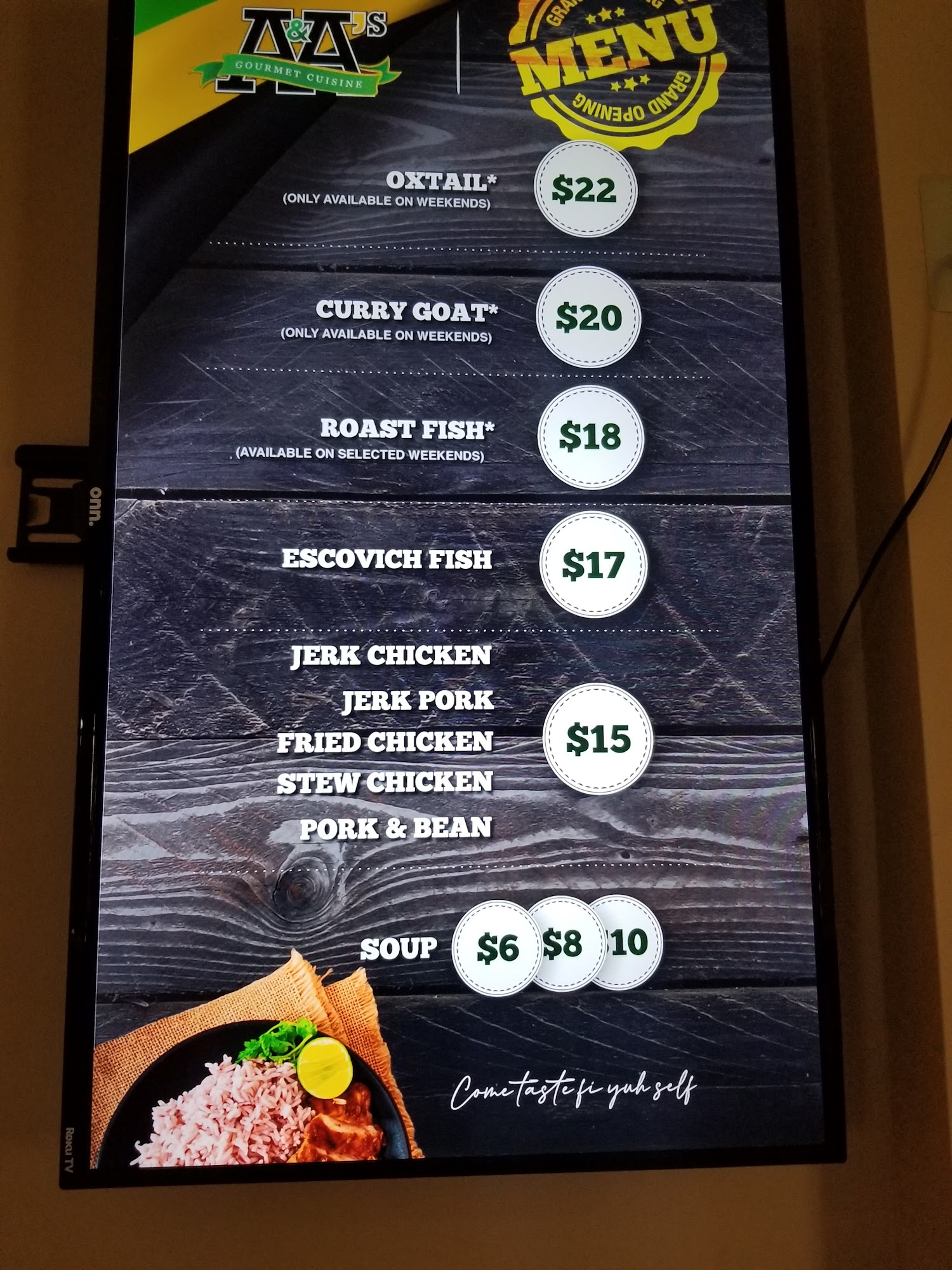 A&A'S Cuisine Menu