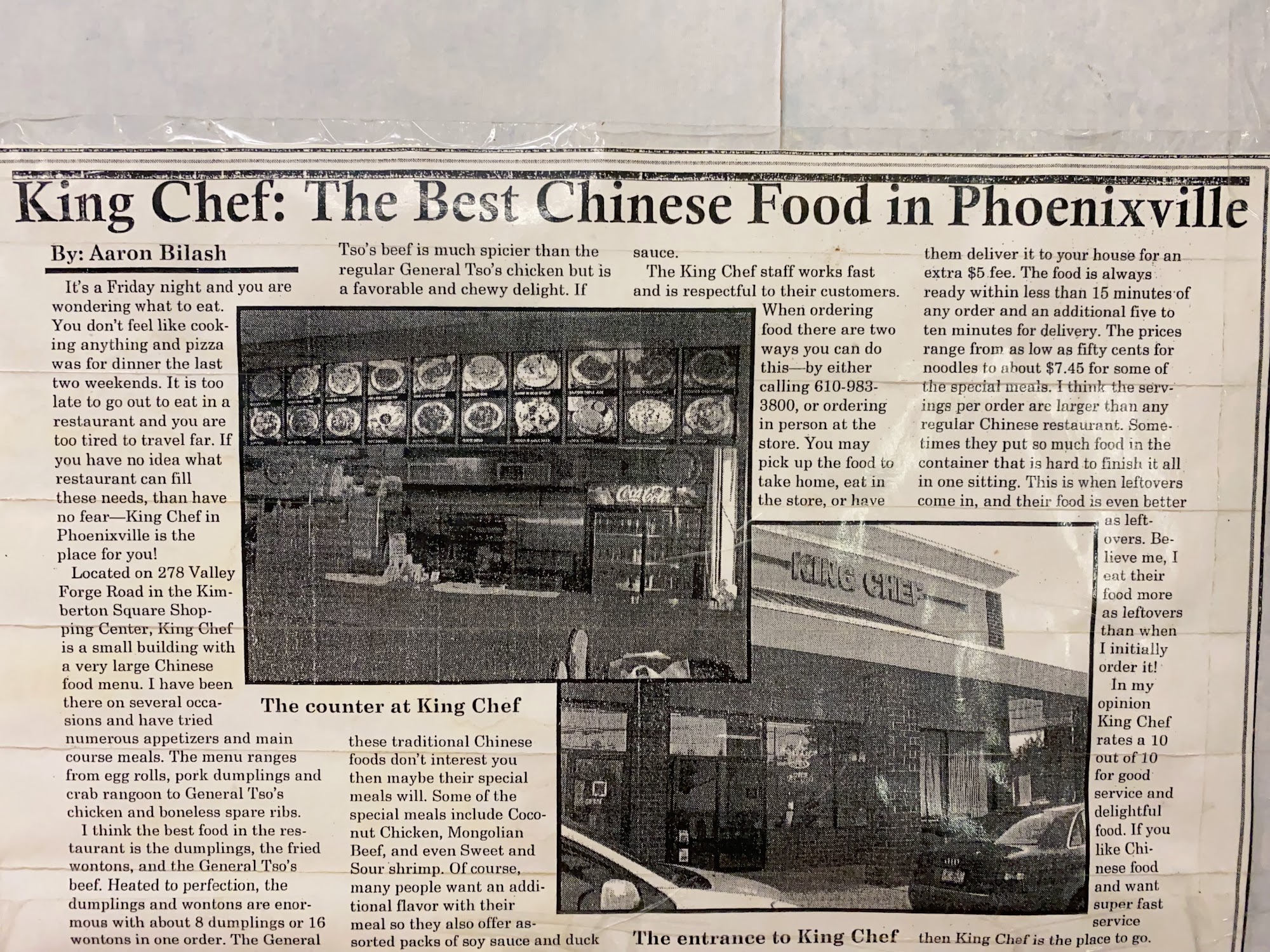King Chef Menu