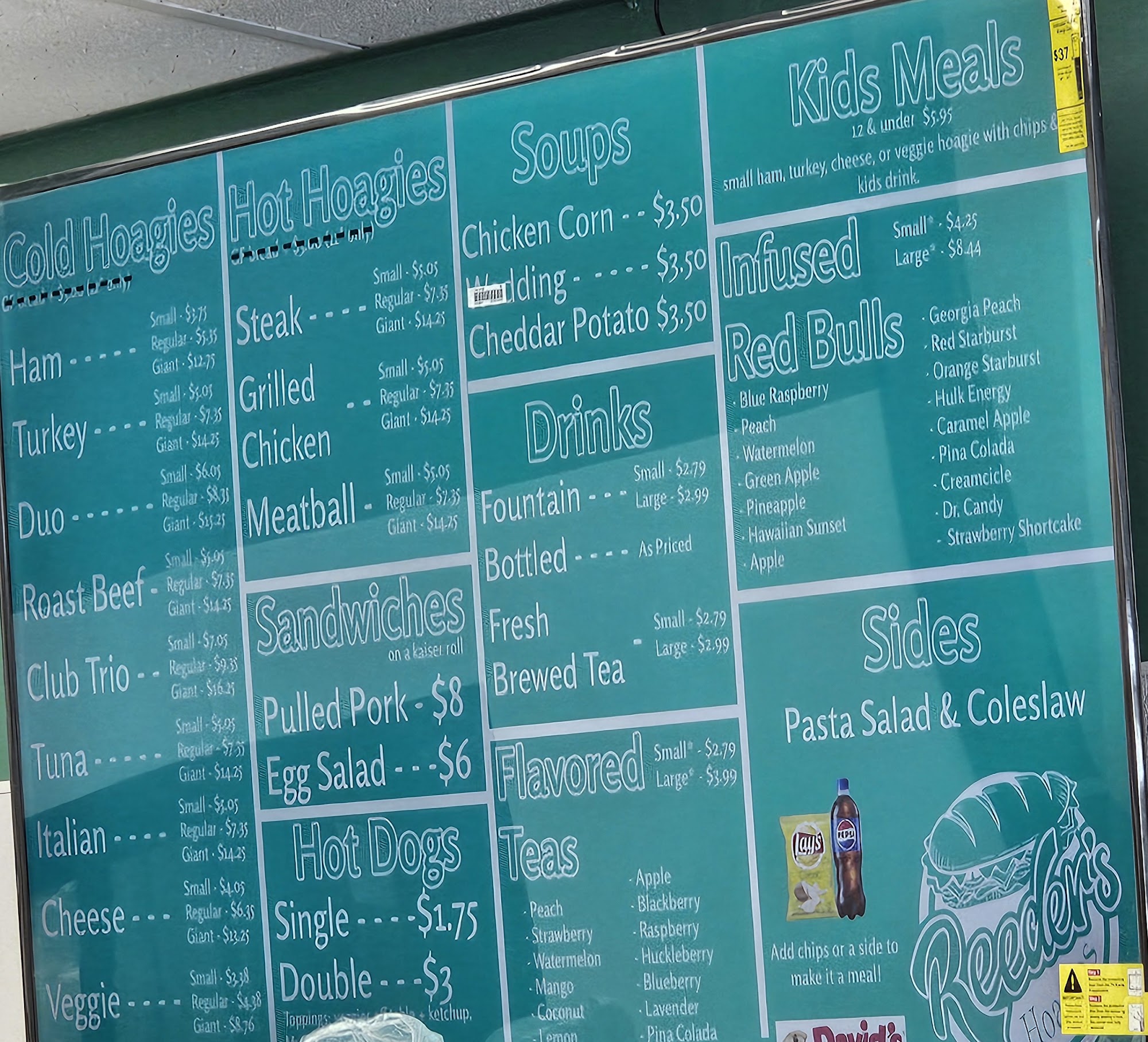 Reeder's Hoagies Menu
