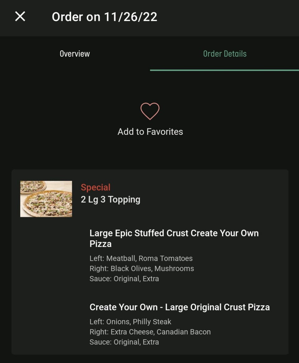 Papa Johns Pizza Menu