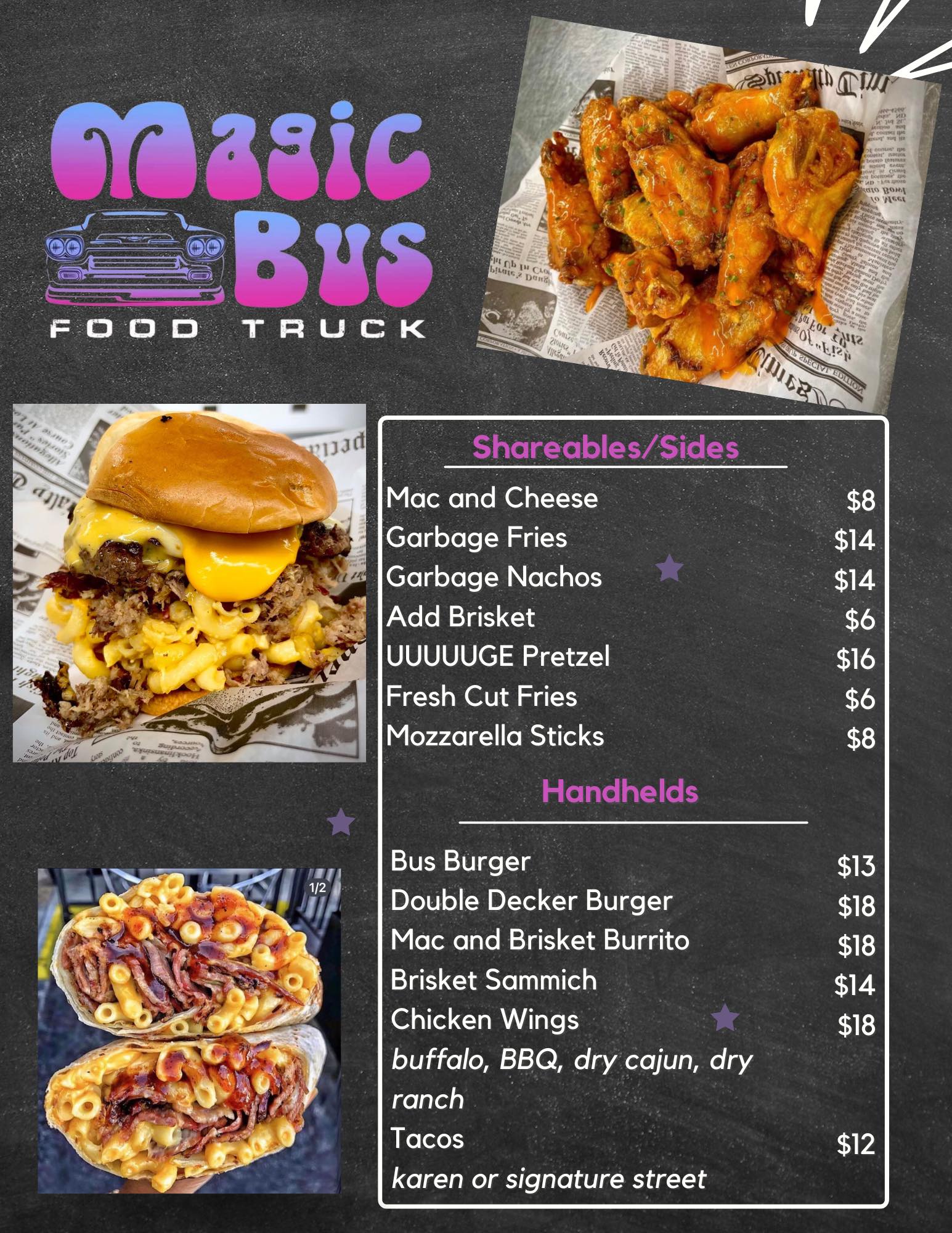 The Magic Bus Kitchen Menu