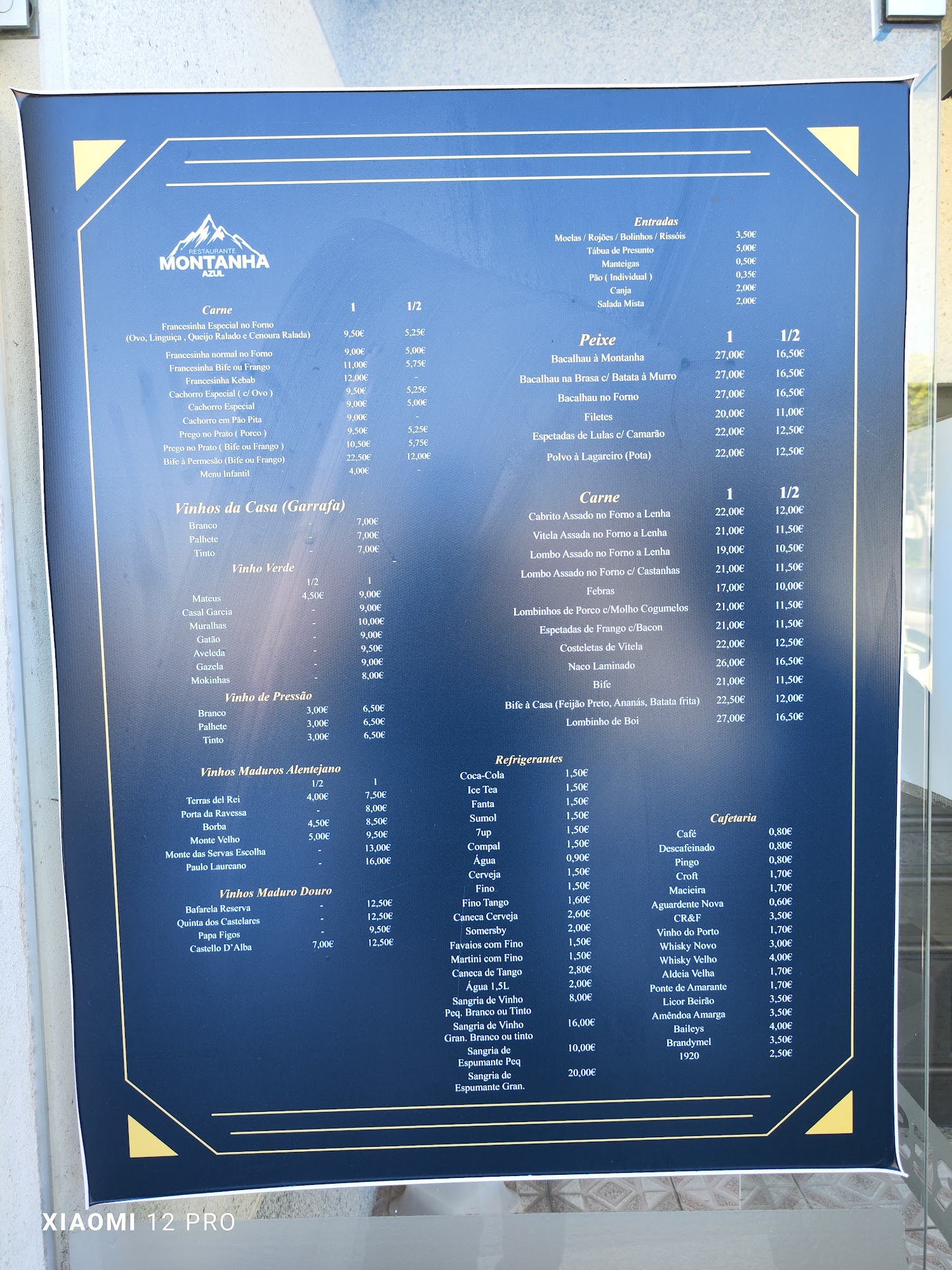 Montanha Azul Menu