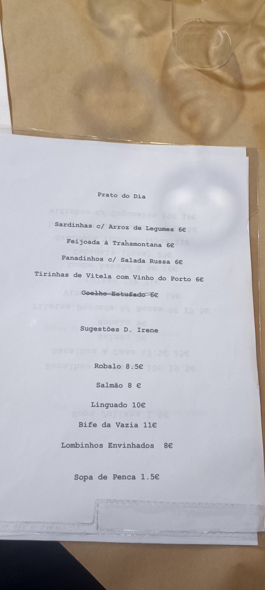 Museu Restaurante Menu