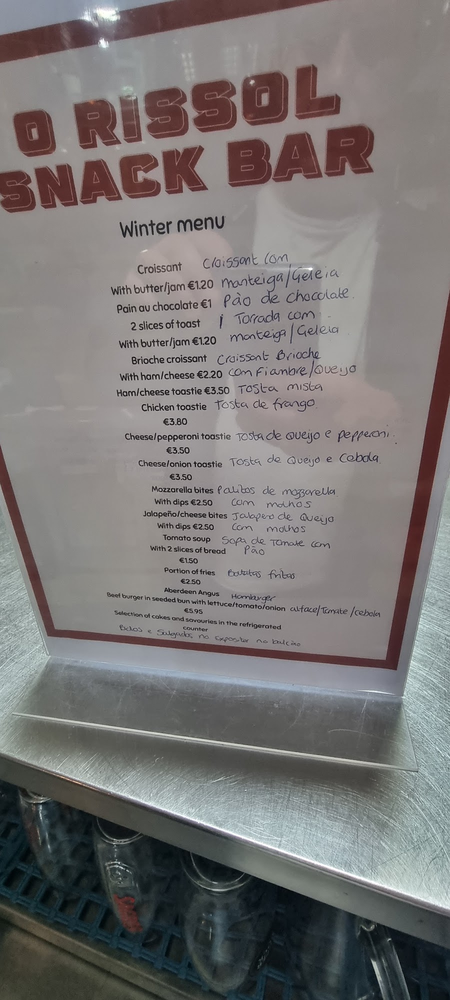 Cafe o Rissol Menu