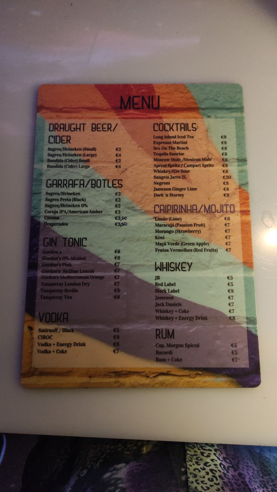 Baixaria Bar Menu