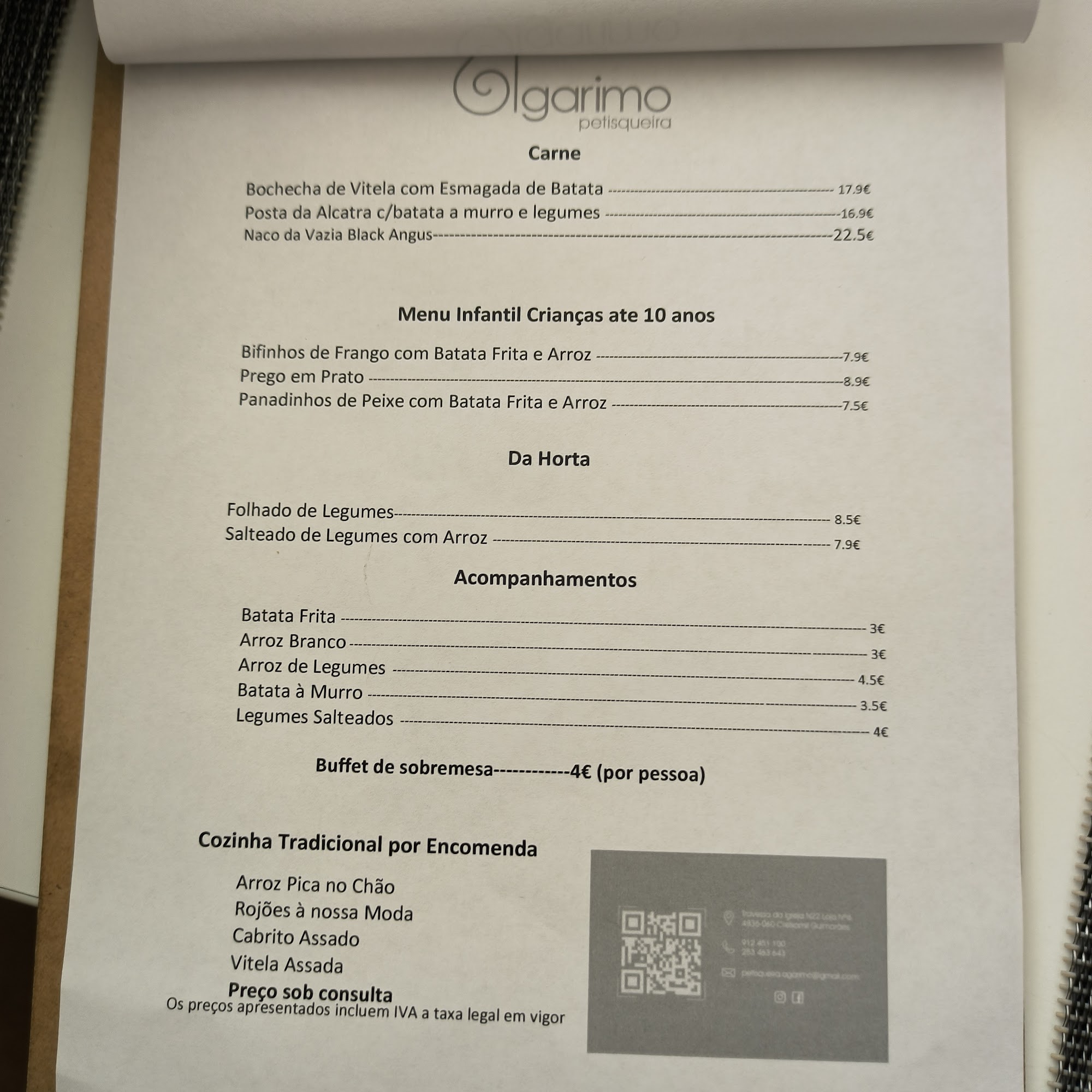 Petisqueira Agarimo Menu