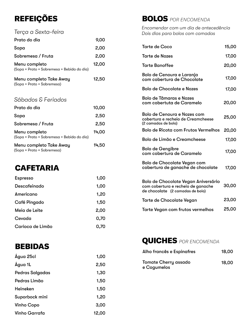 Cantina CAAA Menu