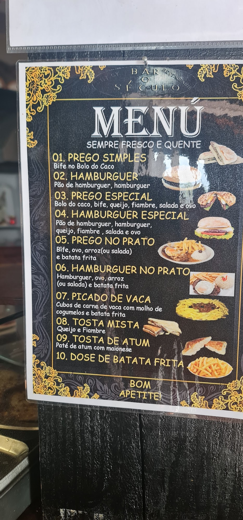 Snack Bar O Século Menu