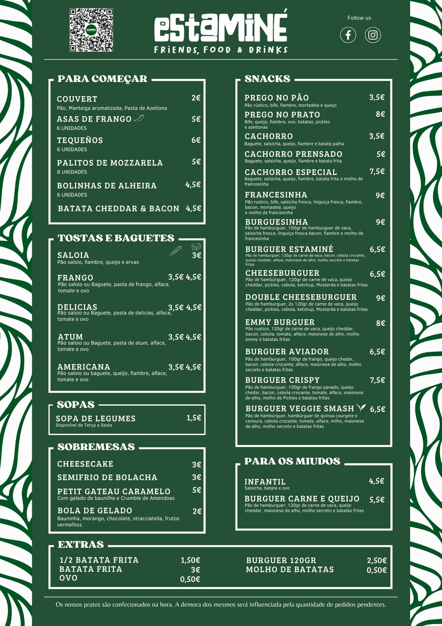 Estaminé - Friends, Food & Drinks Menu