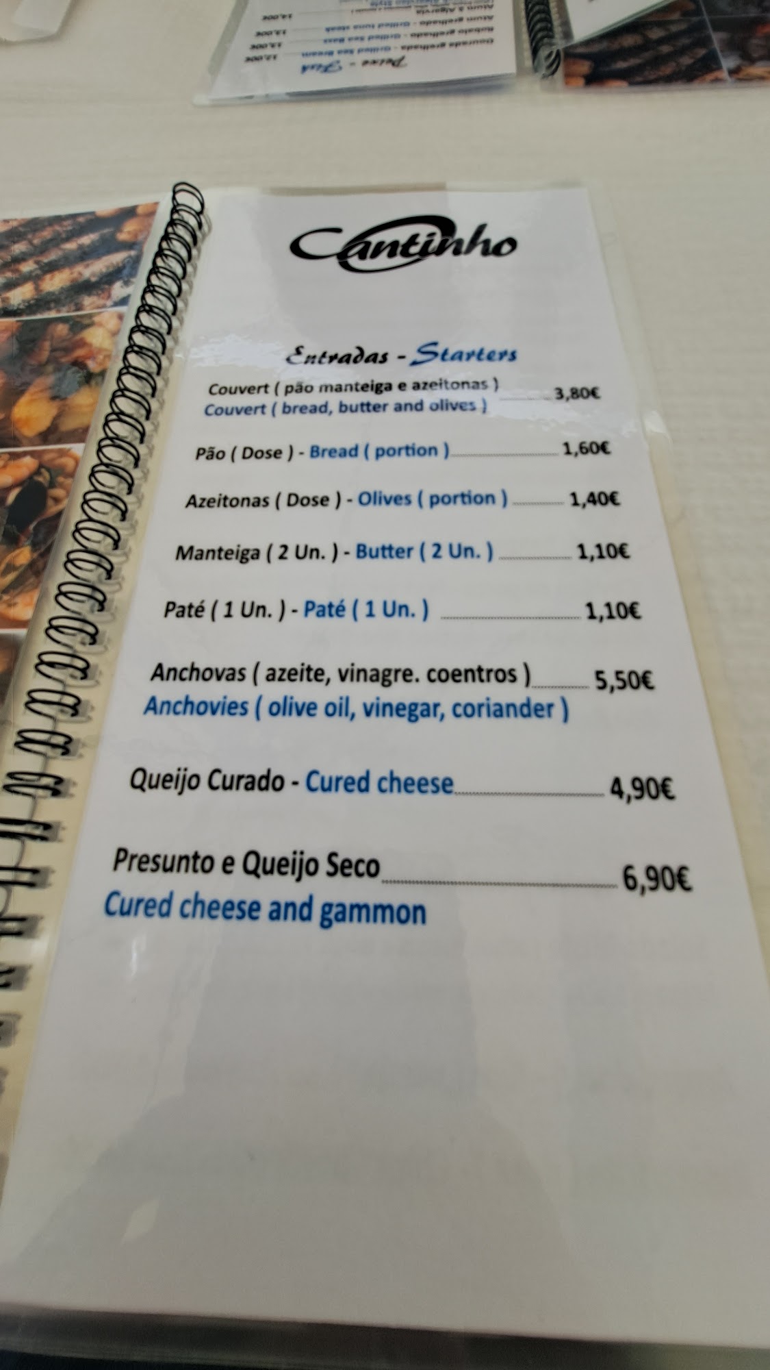 O Cantinho (O Cantinho Tavira) Menu