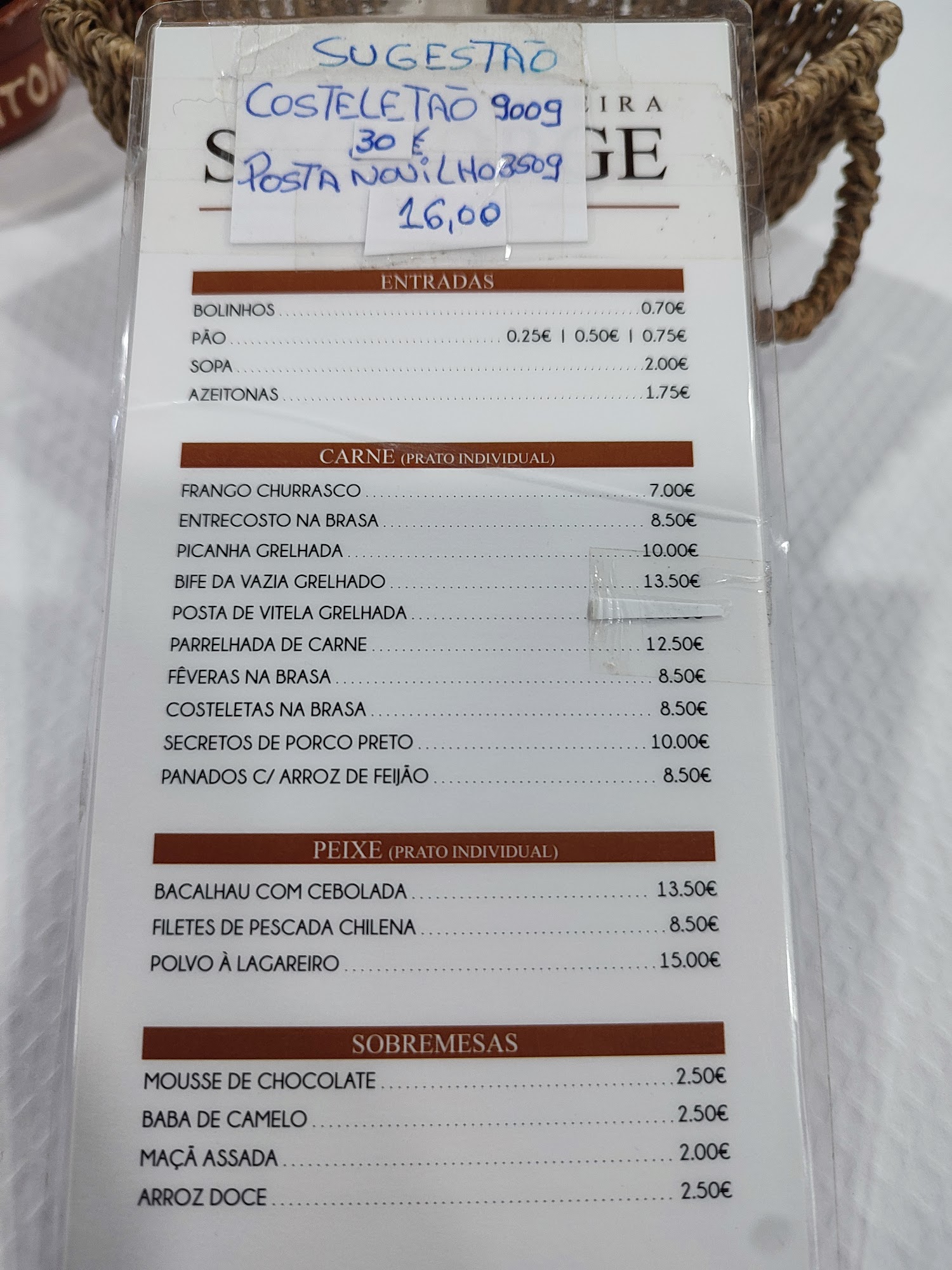 Churrasqueira Sao Jorge Menu