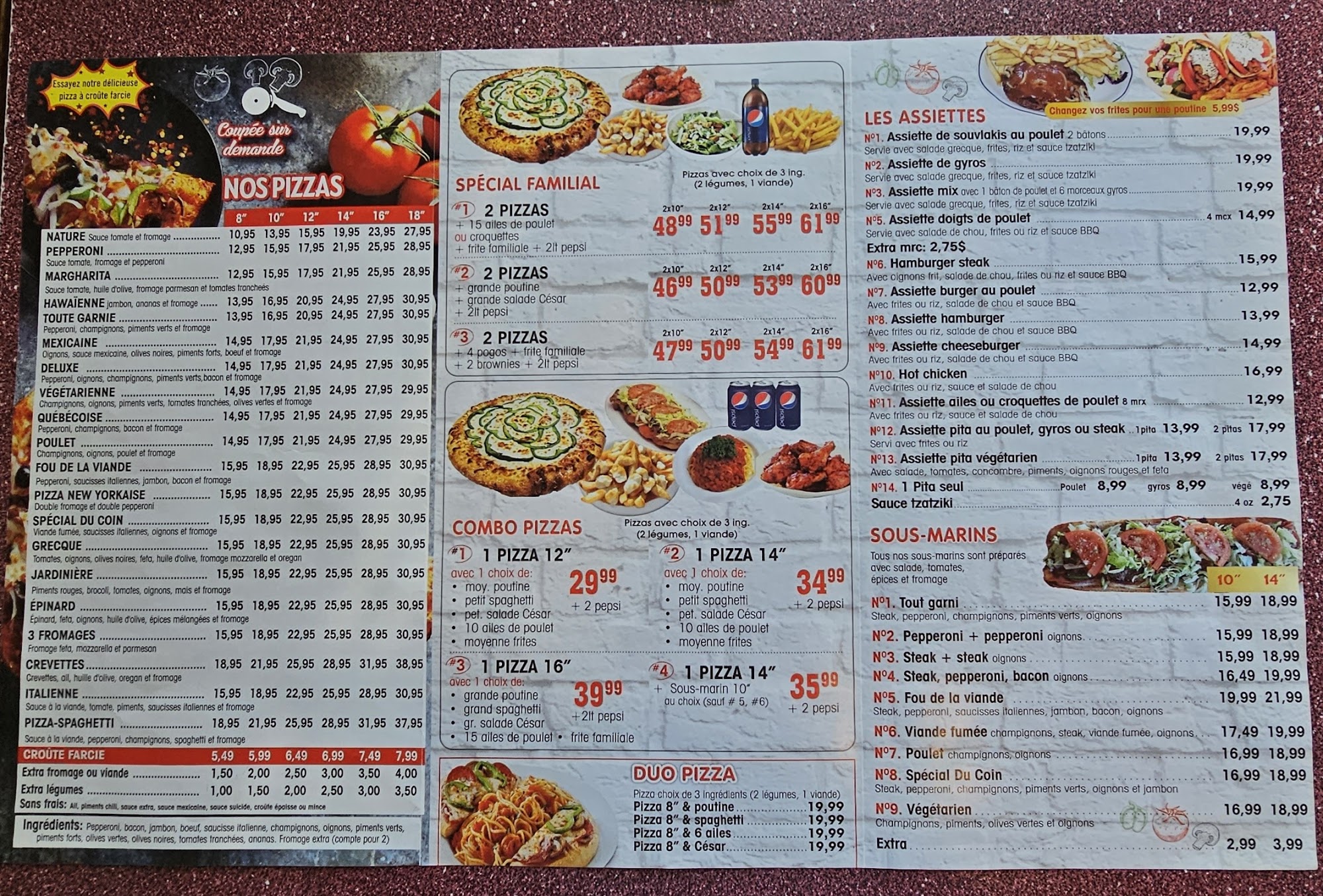 Pizza du Coin Menu
