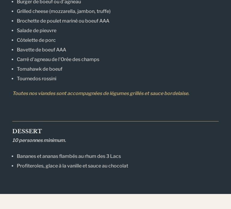 L’épicurien service traiteur Menu